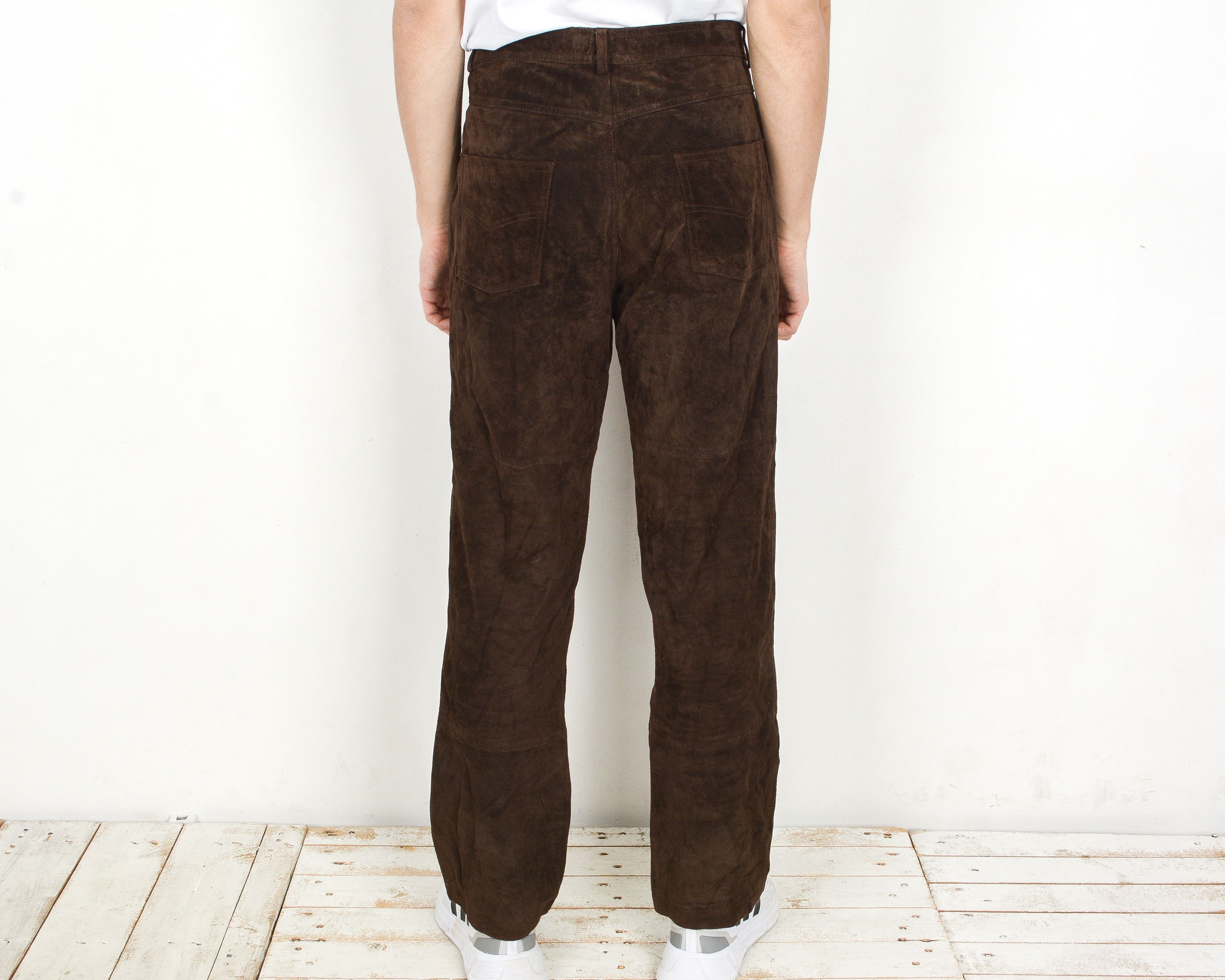 Cowboy Equipment × Leather × Vintage Brown Leather Mens W38 L34 Trousers Pants Suede Western Size US 38 / EU 54 - 4 Thumbnail