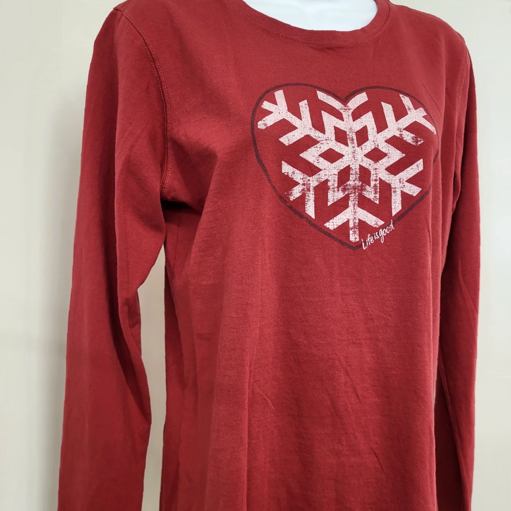 Life is Good Life Is Good Shirt Womens Size M Red LongSleeve Snowflake Heart Logo Classic Fit Shirt Womens M Red LongSleeve Snowflake Heart Logo Classic Fit Size M / US 6-8 / IT 42-44 - 4 Thumbnail