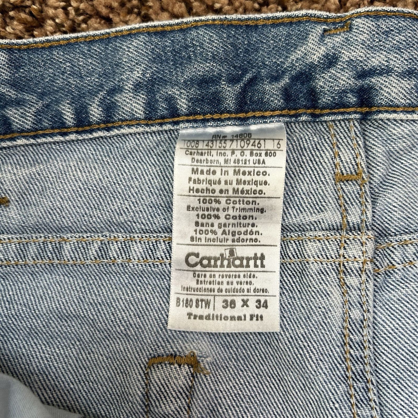 Carhartt Carhartt Straight Leg Jeans B180 STW Stonewash Mens 36 x 34 Size US 36 / EU 52 - 4 Thumbnail