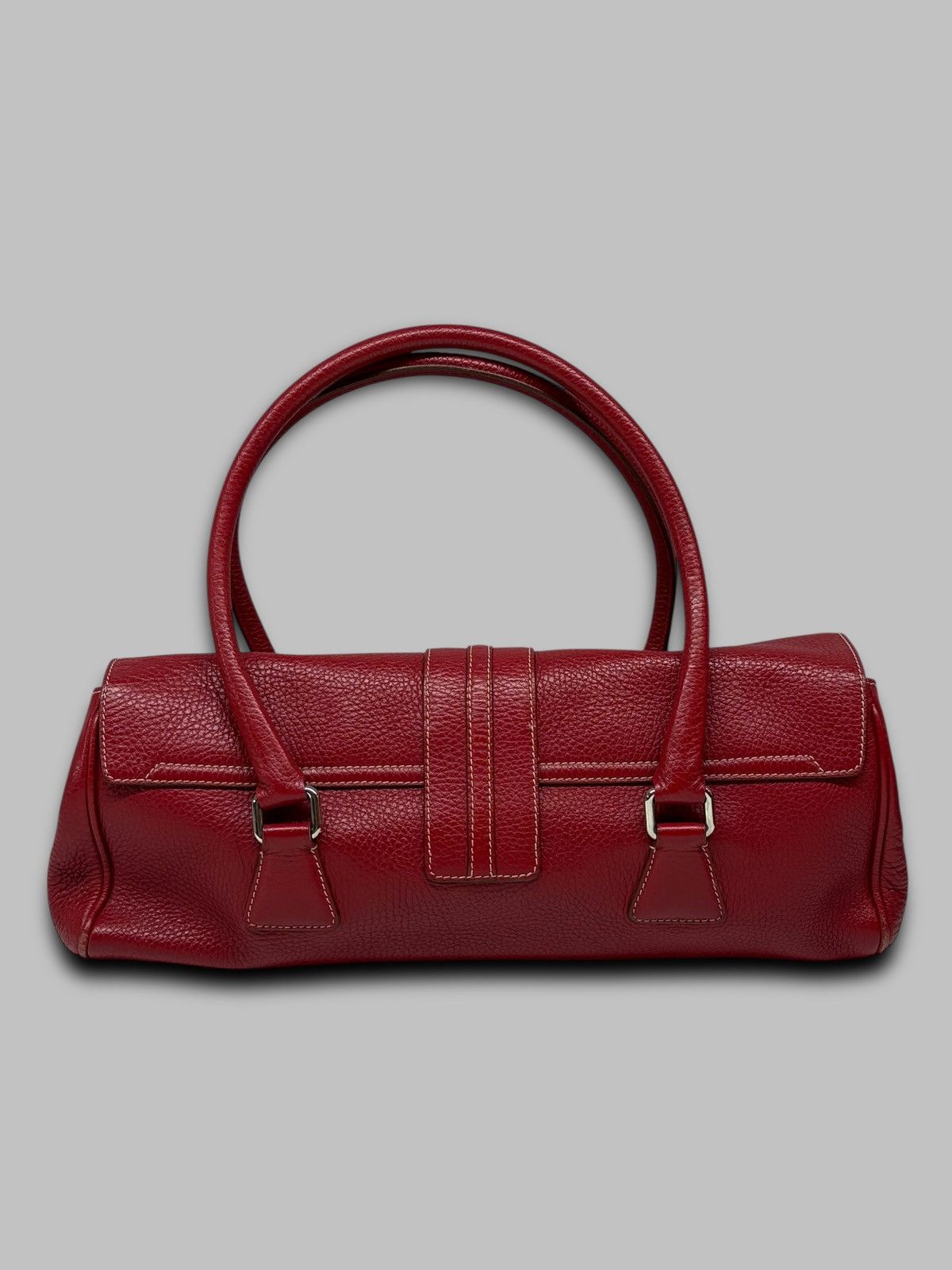 Burberry Burberry London Hot Red Leather Shoulder Bag Nova Check Size ONE SIZE - 2 Thumbnail