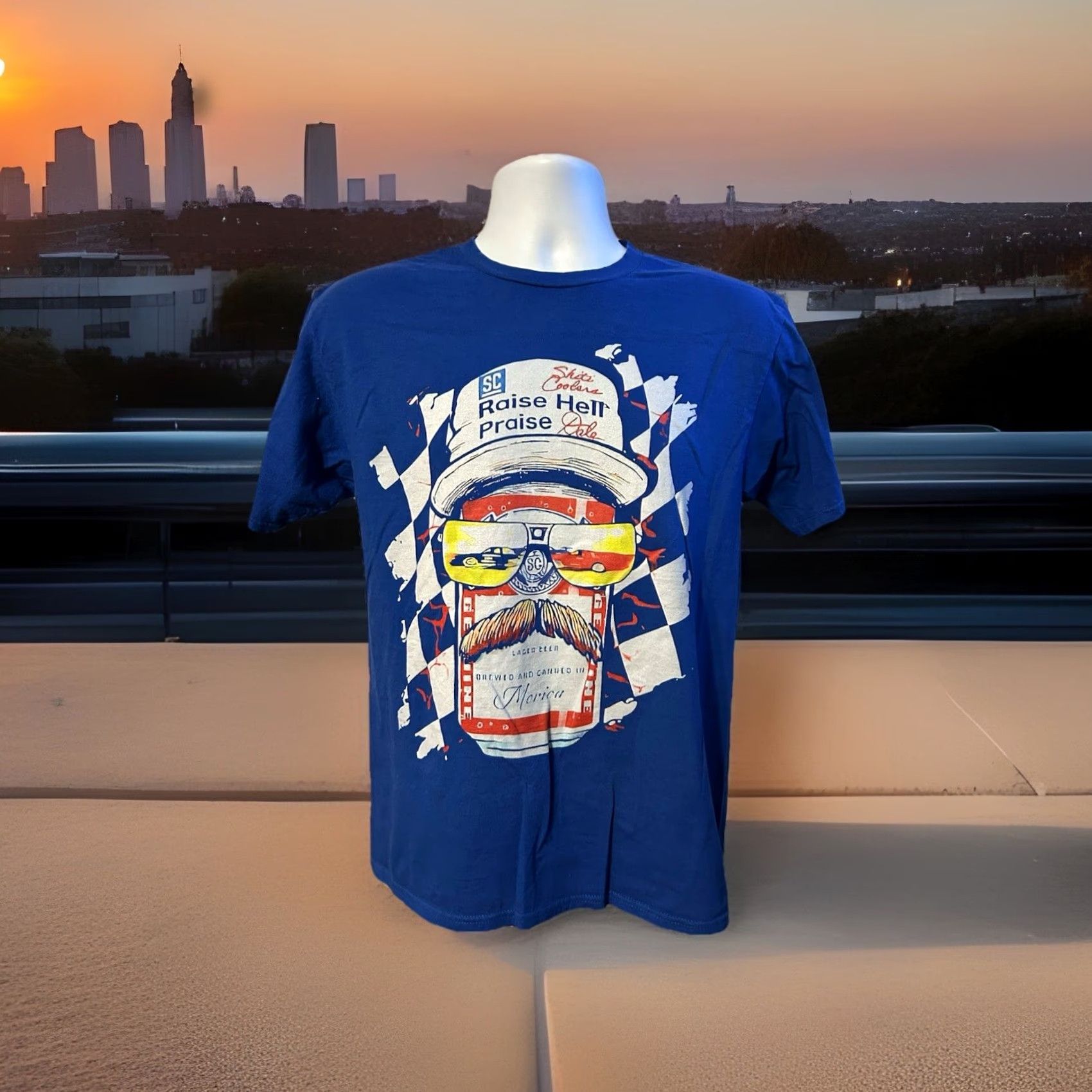 Port & Company Dale Earnhardt Budweiser Raise Hell Praise Dale Shirt Men Medium Blue Port & Company NASCAR Sports Shirt Size US M / EU 48-50 / 2 - 4 Thumbnail