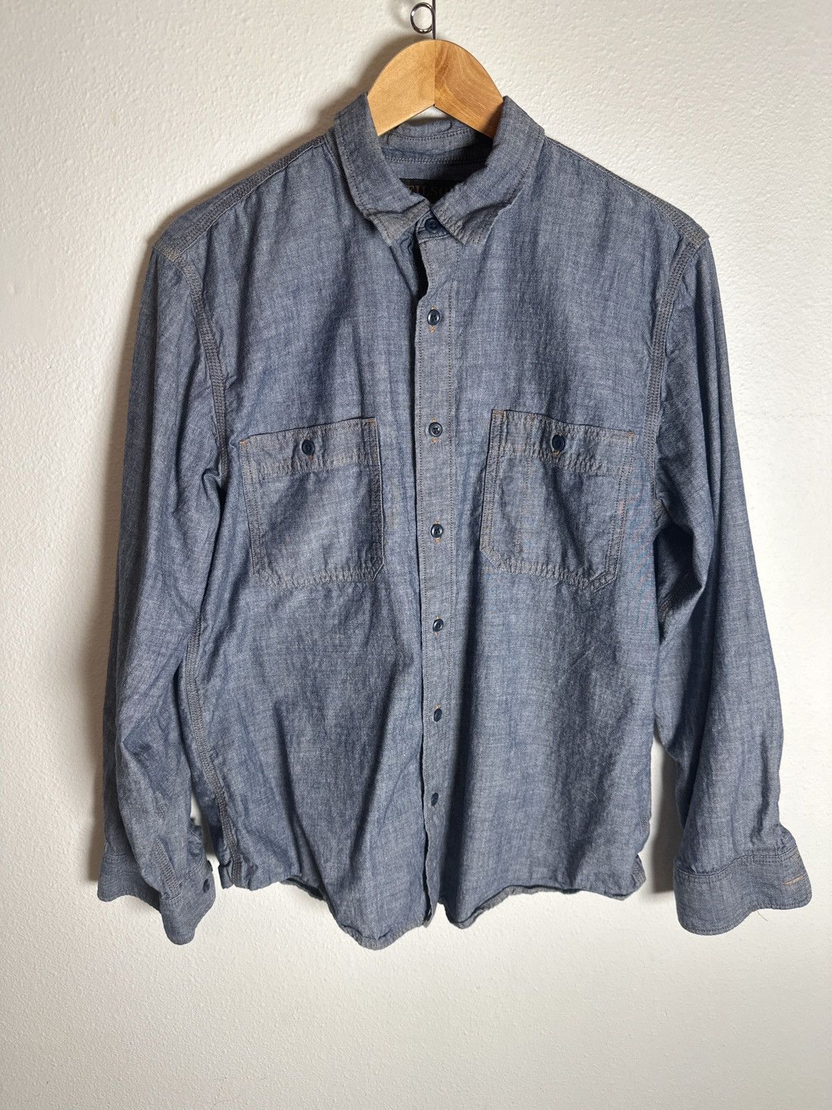 Image of Filson Chambray Button Up in Blue, Men's (Size Small)