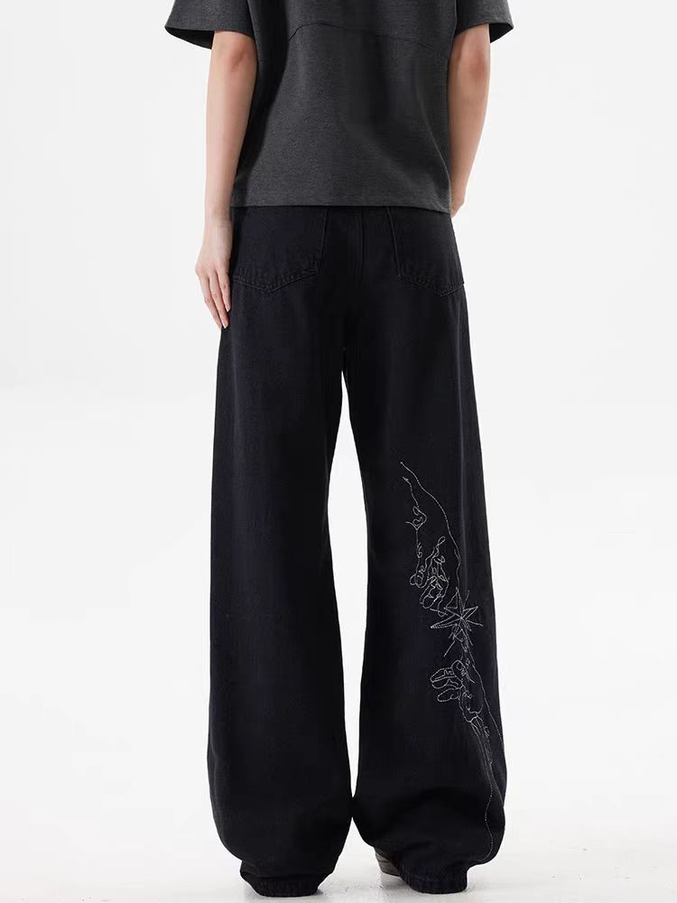 Japanese Brand × Jean Street hand-painted embroidered baggy jeans Size US 30 / EU 46 - 4 Thumbnail