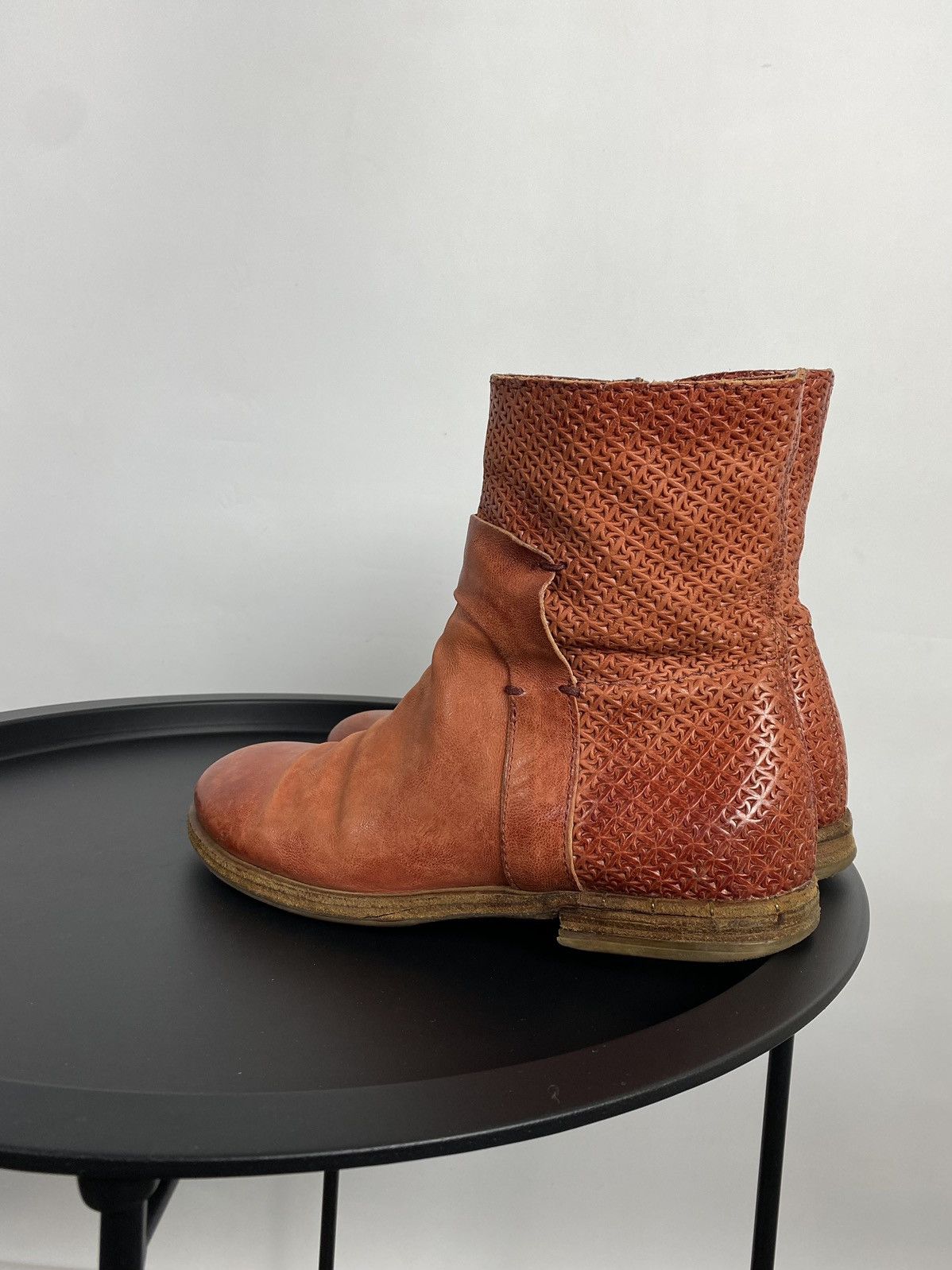 A.S.98 × If Six Was Nine × KMRii A.S.98 Biker Zip Boots Leather Y2K Red Shoes Size US 9 / IT 39 - 7 Thumbnail
