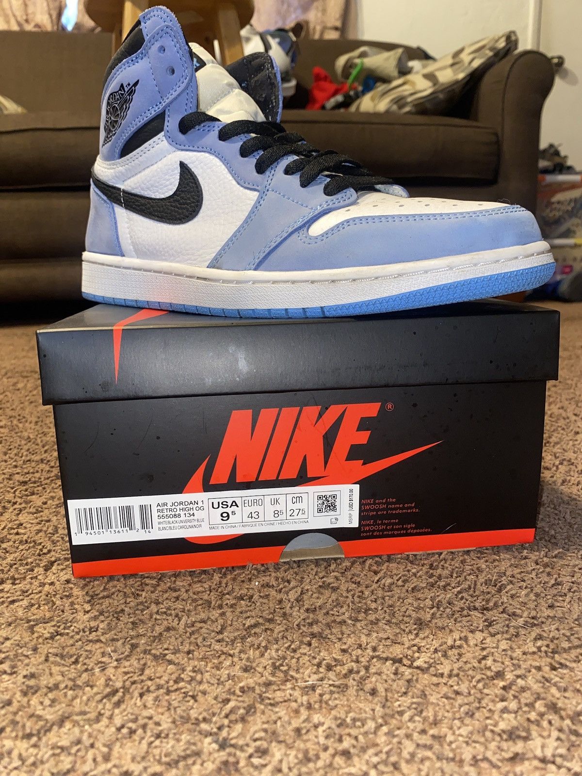Jordan Brand Jordan one University blue Size US 9.5 / EU 42-43 - 2 Thumbnail