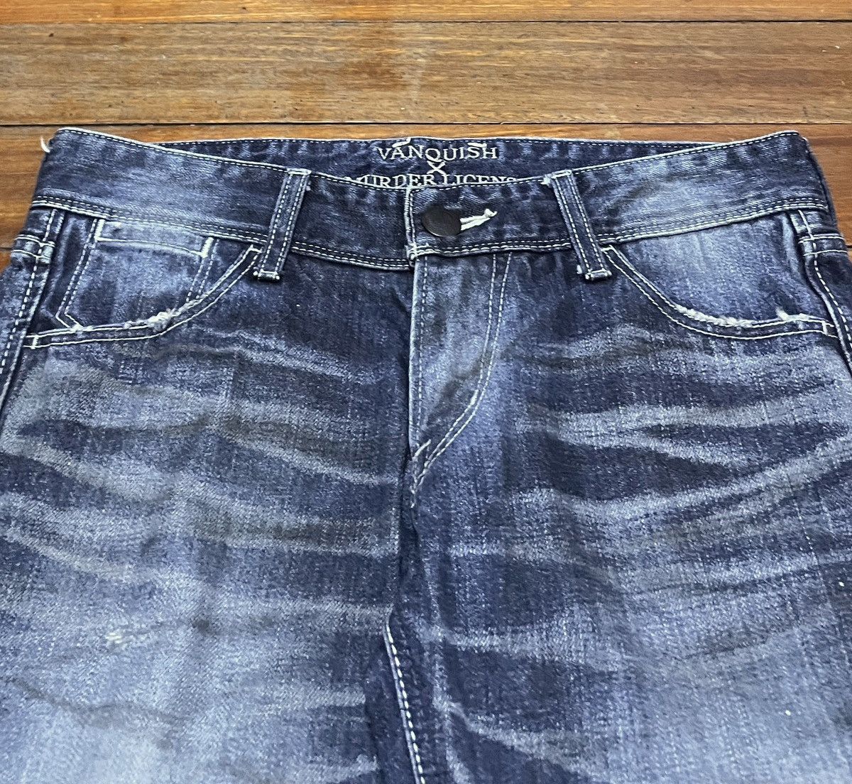 Le Grande Bleu (L.G.B.) Very Rare Vintage Vanquish X Murder License Jeans 1990s Size US 30 / EU 46 - 3 Thumbnail