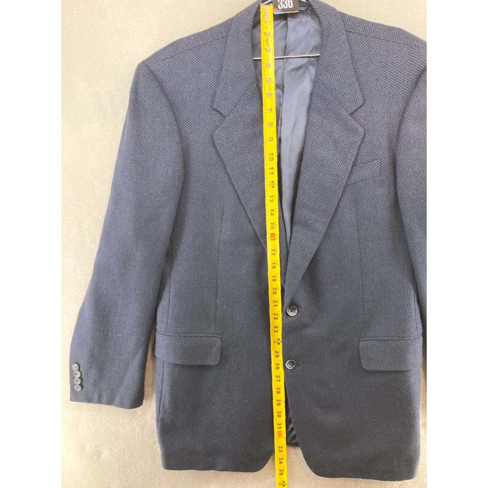 Avenue Hickey Freeman Suit Jacket Blue Wool 43 Long Union Made Single-Breasted 2-Button Notch Long Front Check Regular Mens Size 46R - 3 Thumbnail