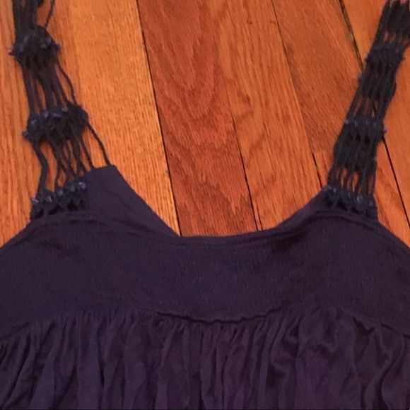 Free People Free People Navy Beaded Stone Cut out Dress Size L / US 10 / IT 46 - 8 Thumbnail