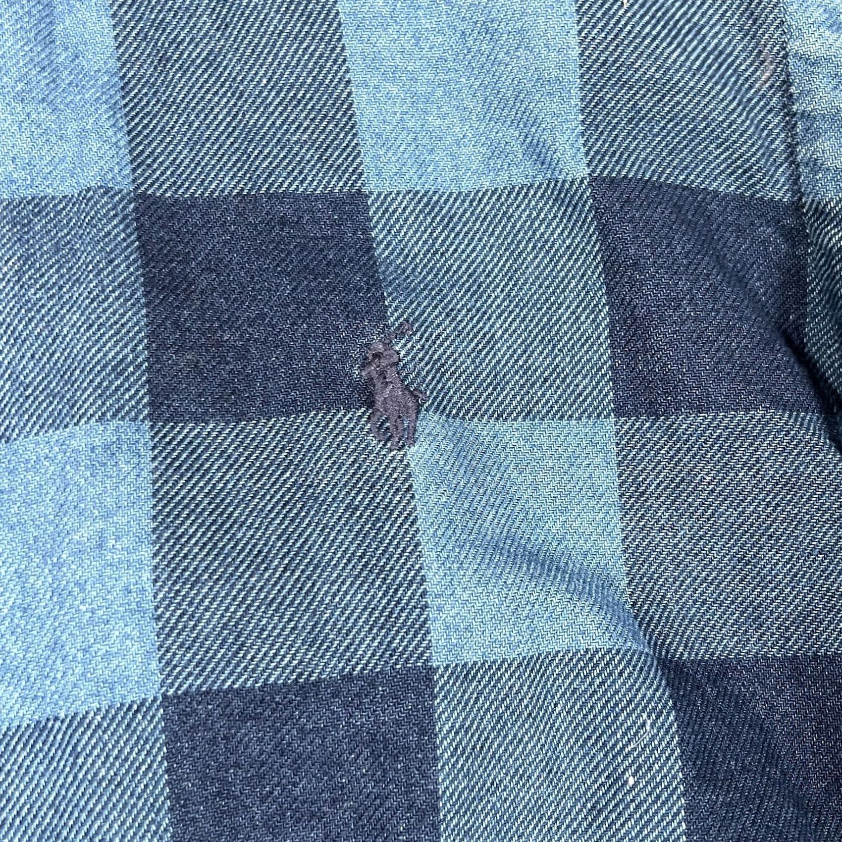 Polo Ralph Lauren Polo Ralph Lauren Shirt Men M Blue Indigo Plaid Denim Button-Up Pocket Long Sleeve Size US M / EU 48-50 / 2 - 5 Thumbnail