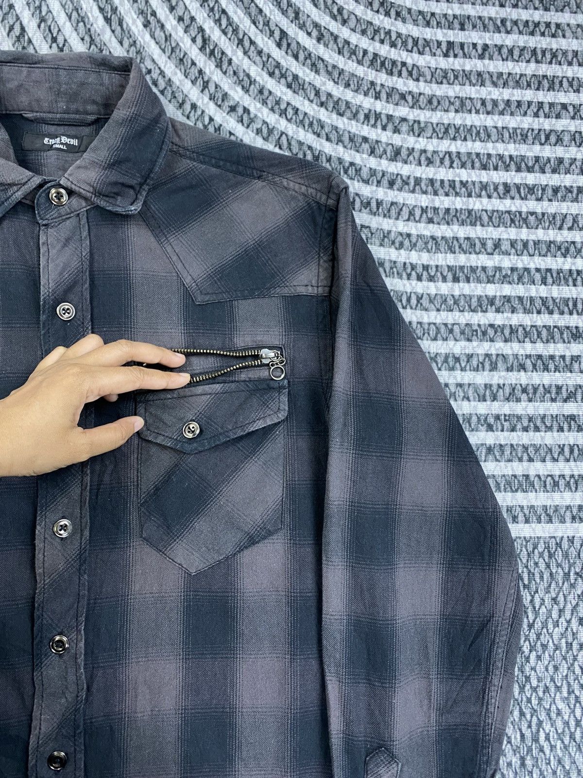 Japanese Brand Vintage Crazy Devil Checked Button Up Punk Style Nice Design Size US M / EU 48-50 / 2 - 8 Thumbnail