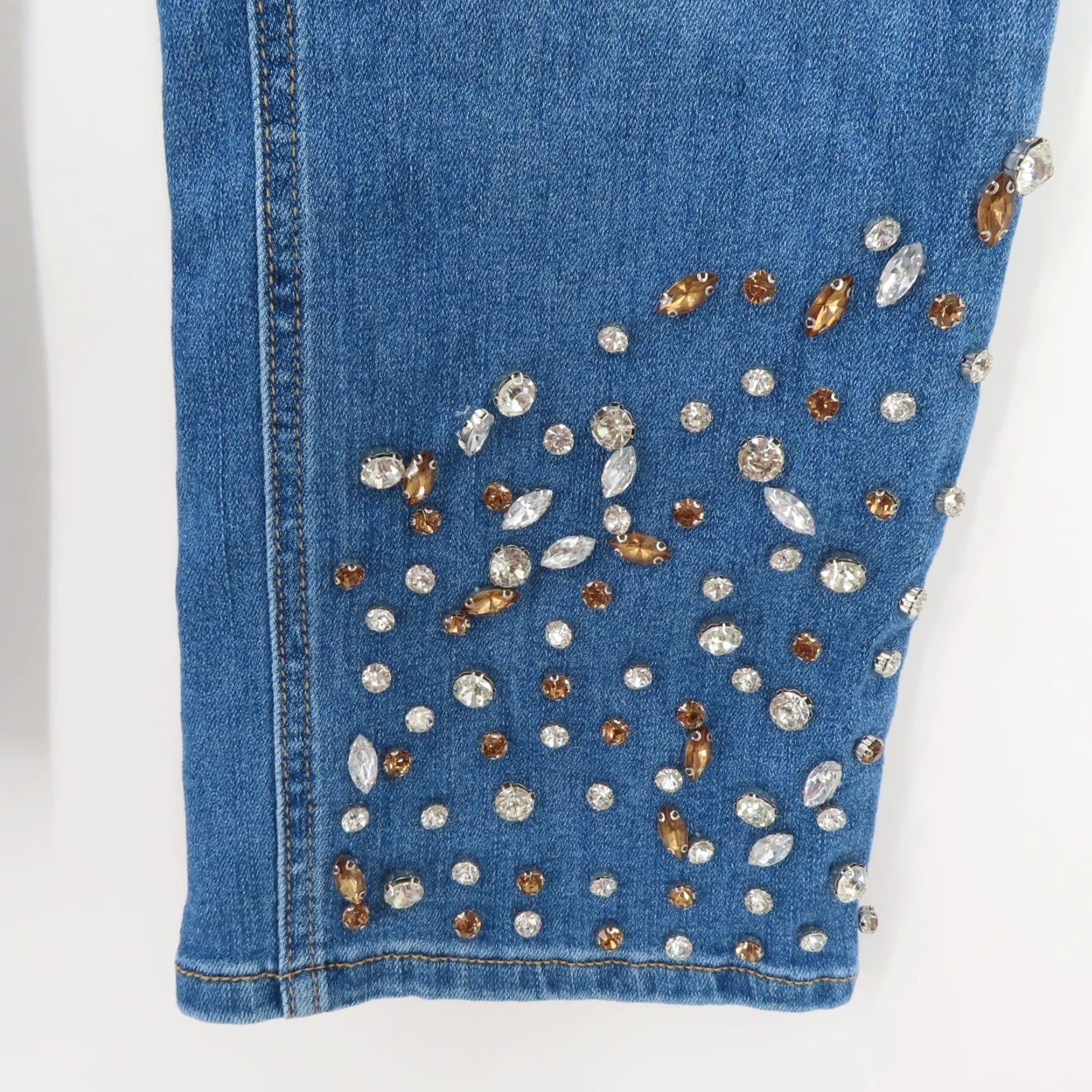 Velvet Midnight Velvet Jeans Womens 8 Denim Blue 5-Pocket Rhinestone Embellished Cropped Bling Vintage No Size 30" / US 8 / IT 44 - 5 Thumbnail