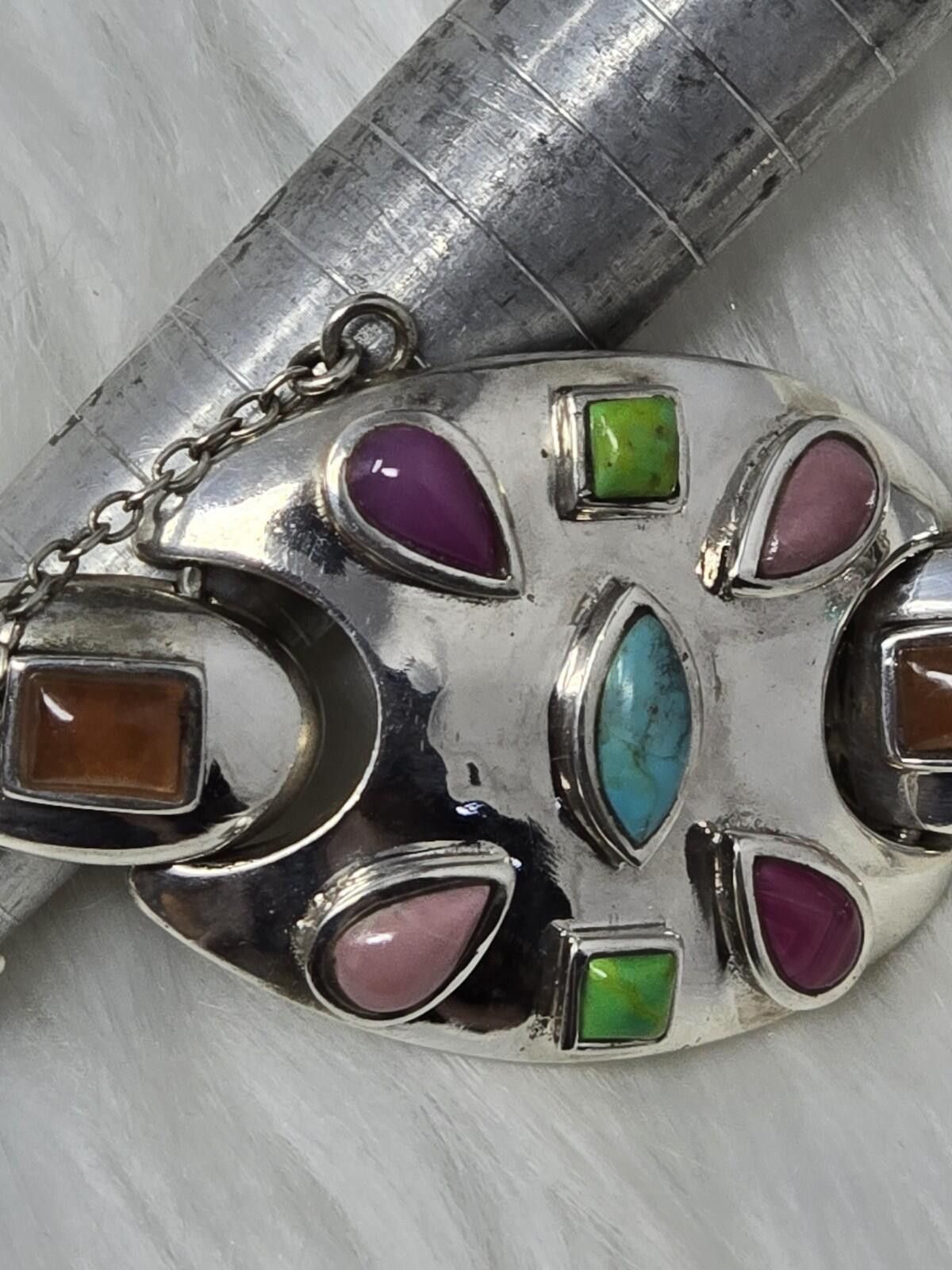 Neil Barrett Barse 925 Sterling Silver Gemstone Panel Link Bracelet Rare Size ONE SIZE - 5 Thumbnail