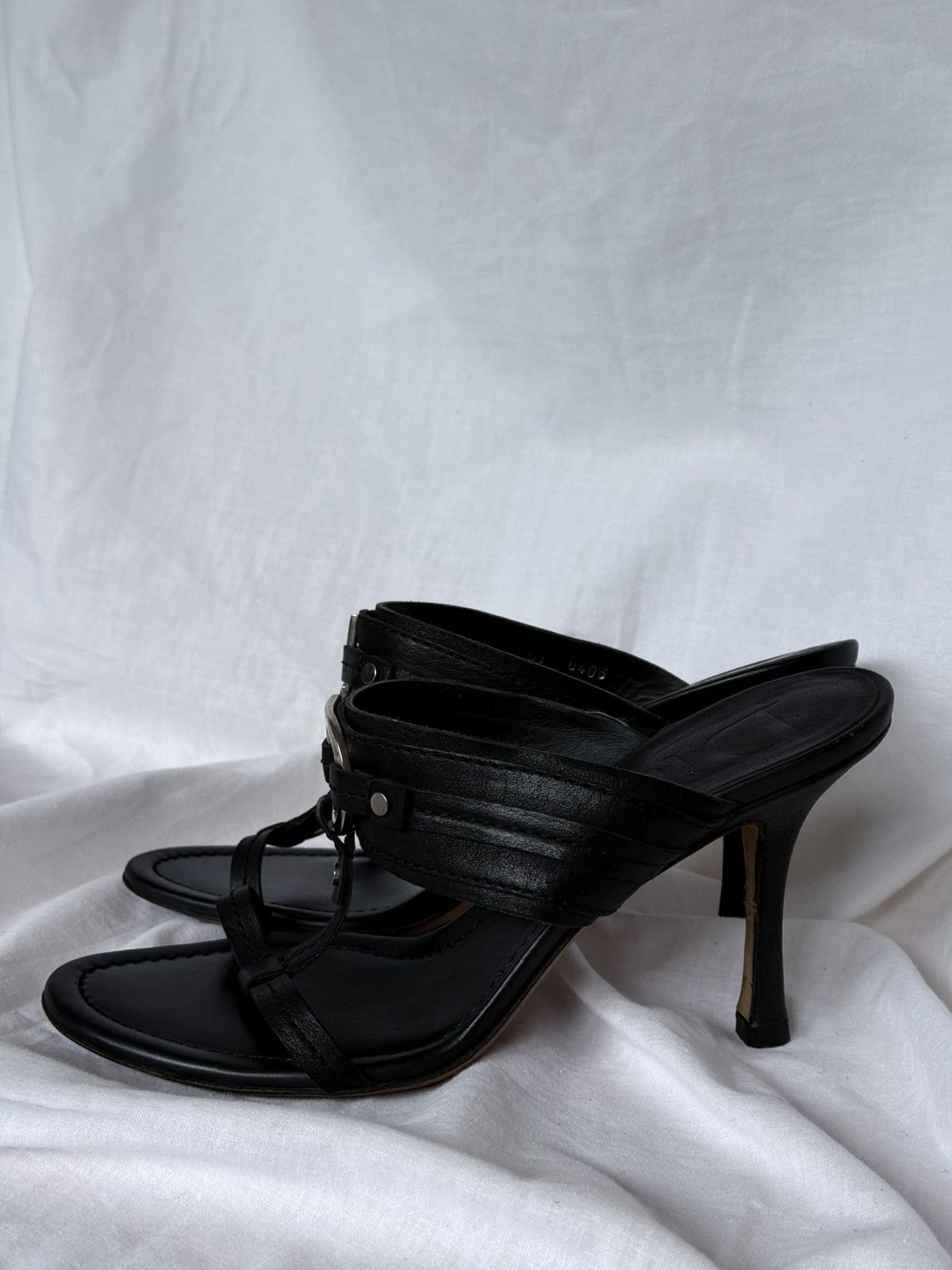 Dior Dior Black Leather Logo CD Sandals Size US 7 / IT 37 - 2 Thumbnail