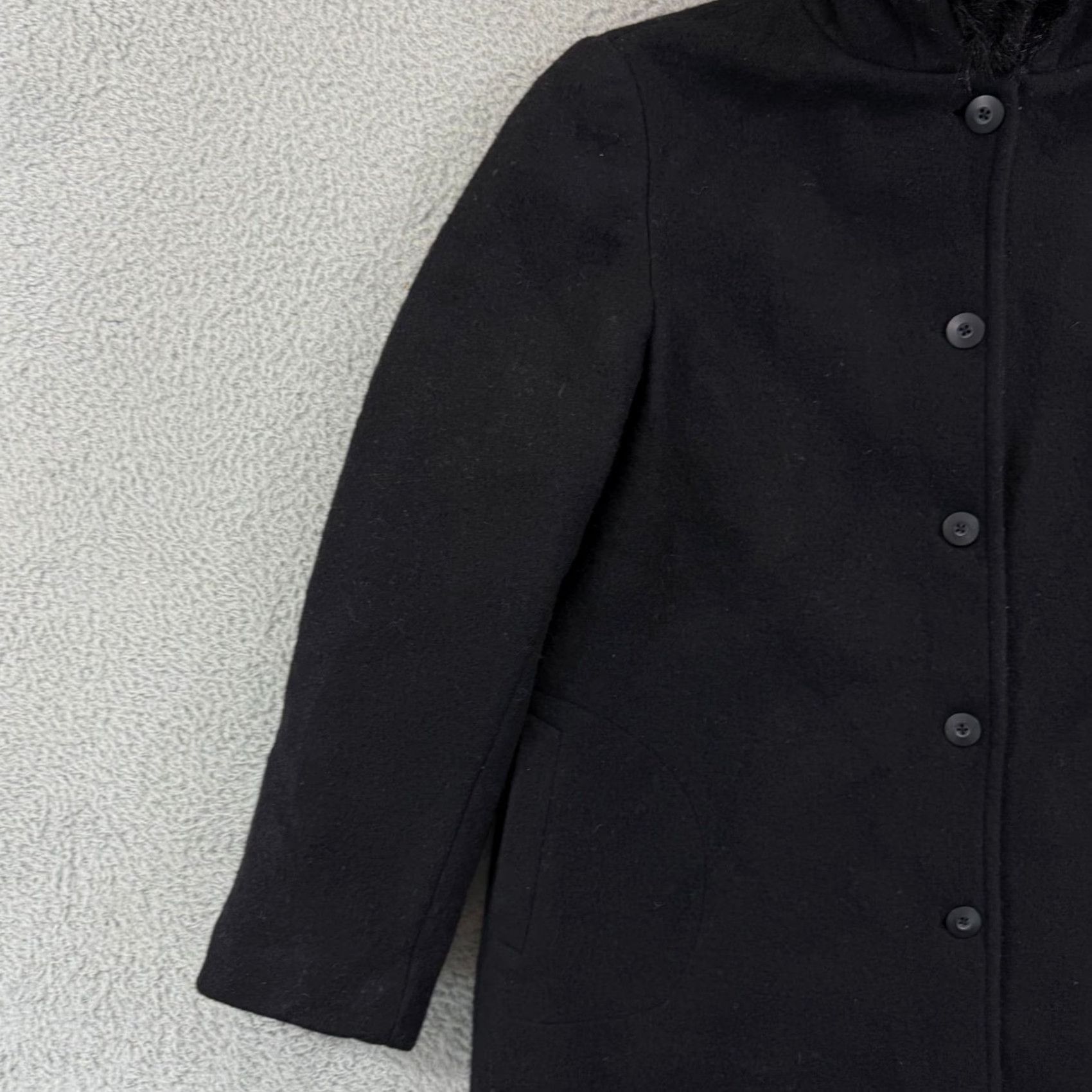 Gap VINTAGE Gap Peacoat Jacket Womens XL Black Button Faux Fur Hood Lined Preppy NWT Size XL / US 12-14 / IT 48-50 - 5 Thumbnail