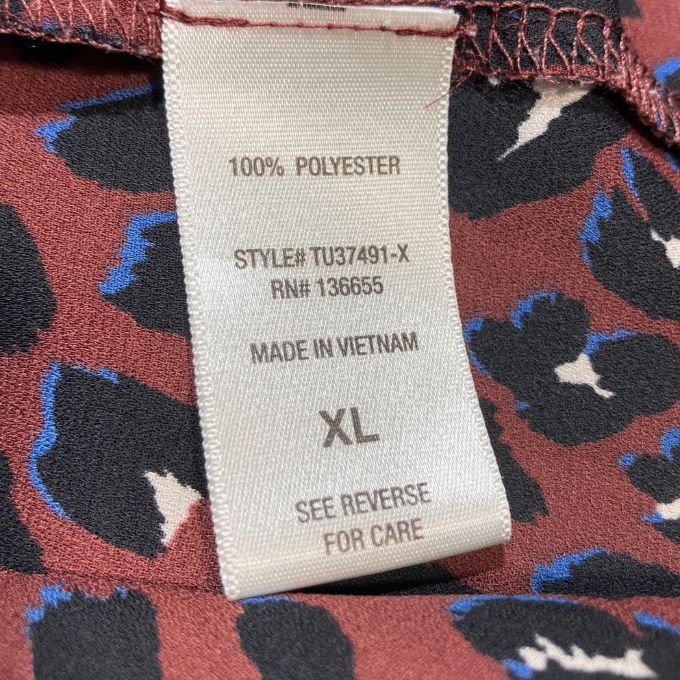 Other West Kei Dark Berry Leopard Tie Sleeve High-low Blouse XL Size XL / US 12-14 / IT 48-50 - 5 Thumbnail
