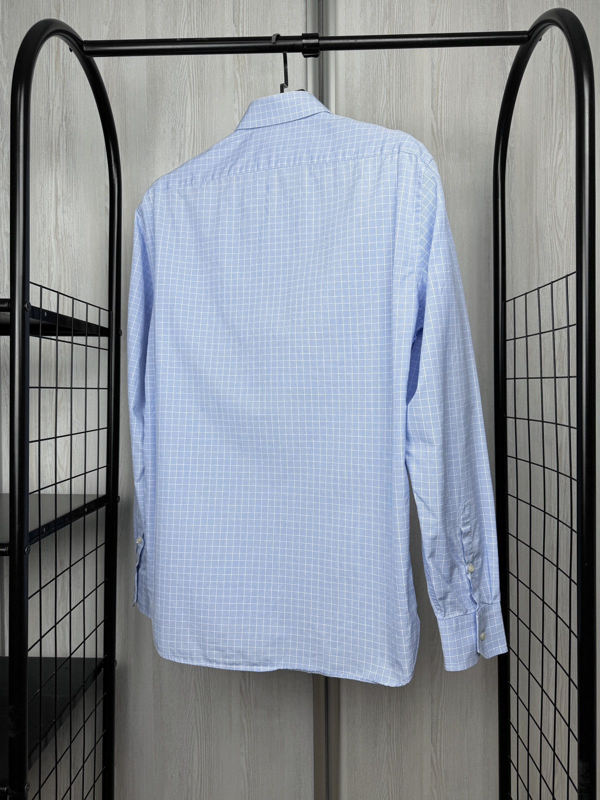 Boggi Boggi Milano 2/100's Blue Check Long Sleeve Dress Shirt 42 Size 42R - 7 Thumbnail
