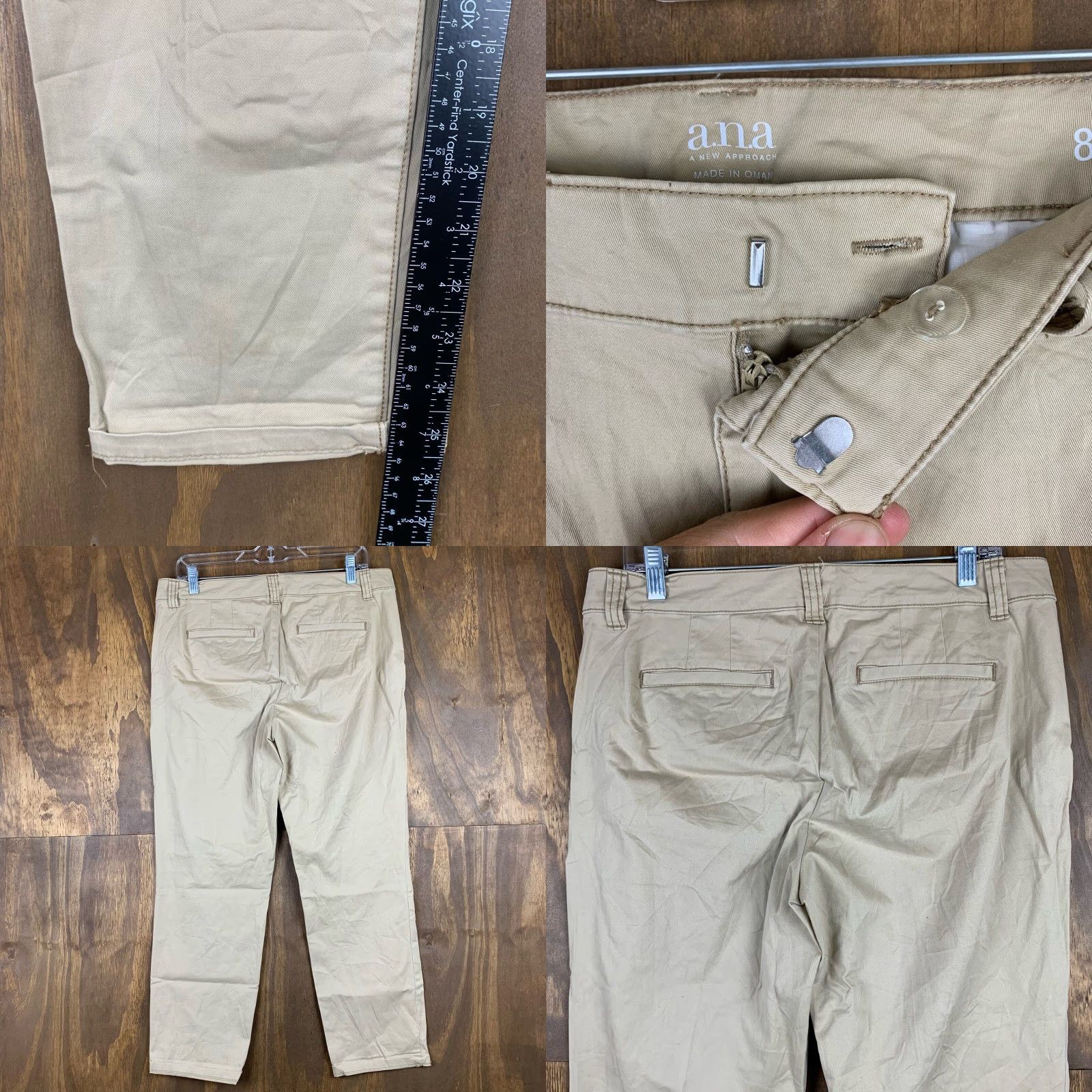 Vintage VINTAGE a.n.a Womens Pants Tan Chino Crop Capris Mid Rise Stretch 8 Casual Workwear Size 34" / US 12 / IT 48 - 8 Thumbnail