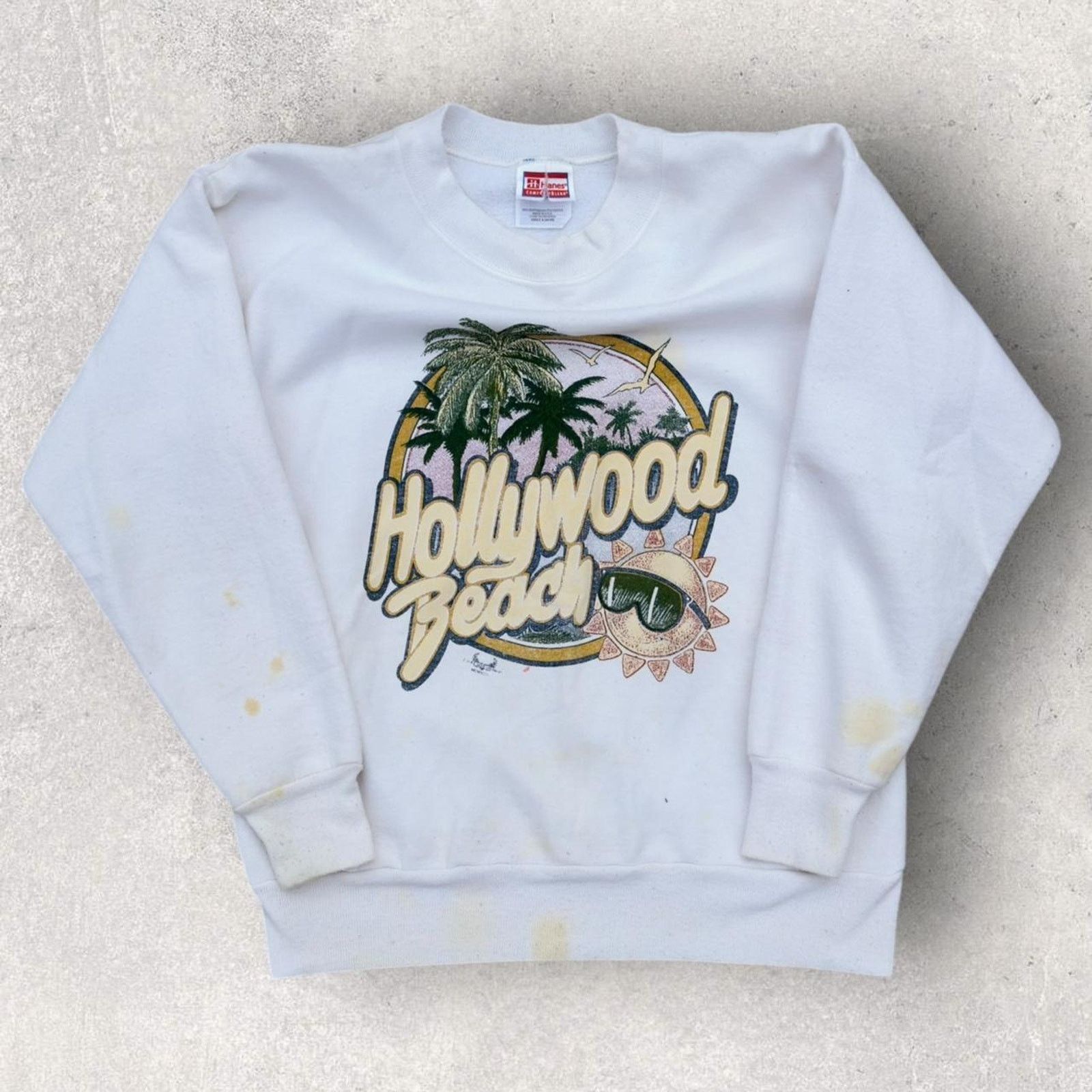 Hanes × Vintage 90’s Hollywood Beach Crewneck Sweatshirt Size S / US 4 / IT 40 - 1 Thumbnail