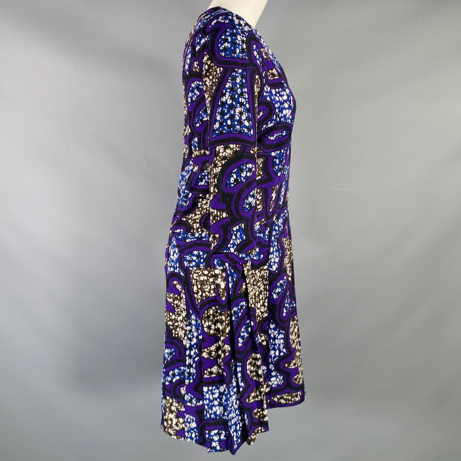 Marni Size 4 Multi Color Polyester Abstract 3/4 Sleeves Dress Size XS / US 0-2 / IT 36-38 - 3 Thumbnail