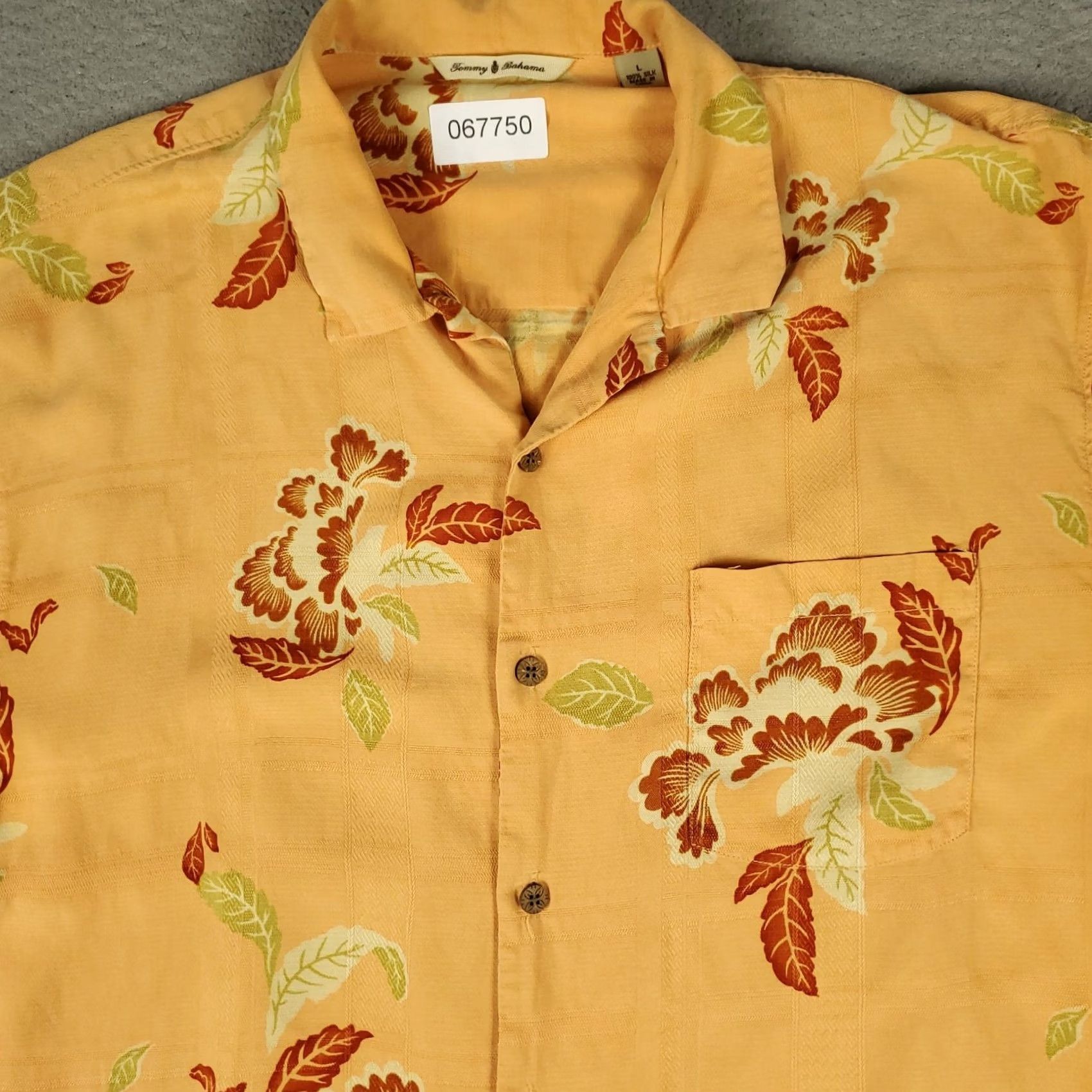 Tommy Bahama Tommy Bahama Shirt Mens Large Orange Floral Silk Hawaiian Button Up Short Sleeve Shirt Size US L / EU 52-54 / 3 - 3 Thumbnail