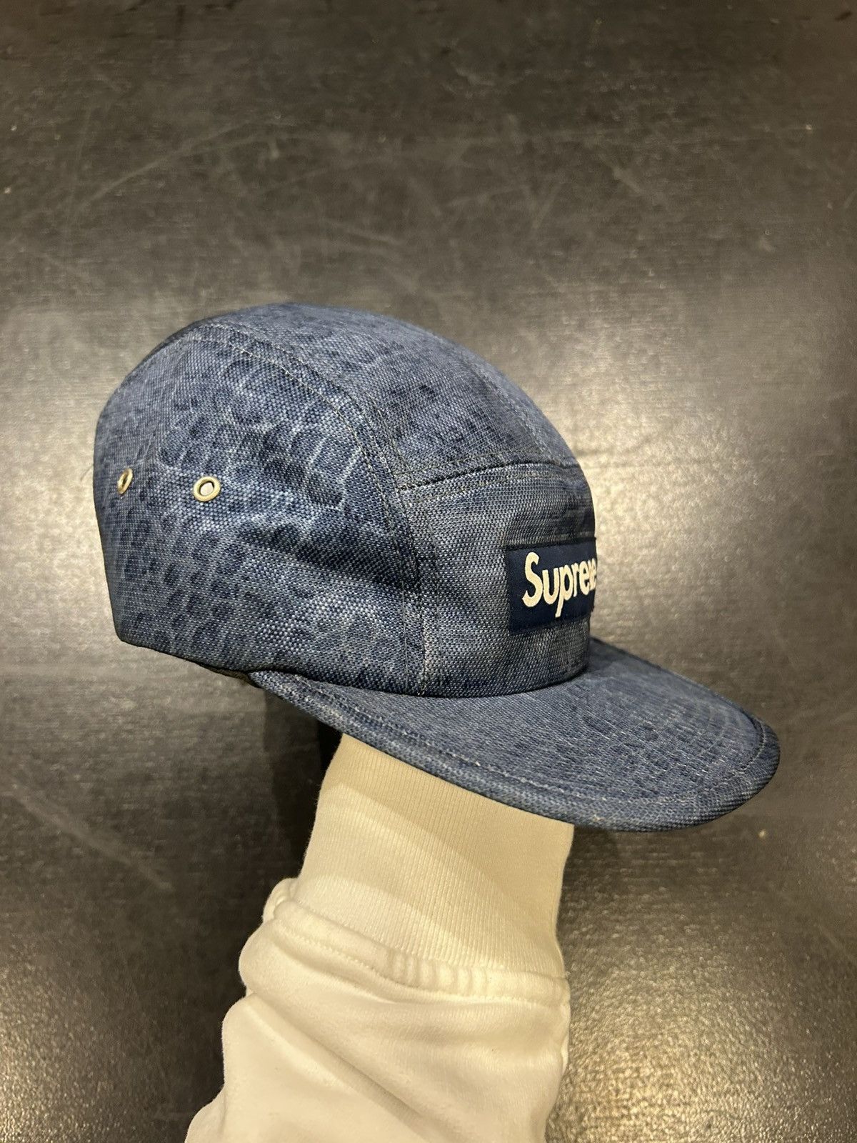 Supreme Supreme Frayed Croc Denim Camp Cap Size ONE SIZE - 2 Thumbnail
