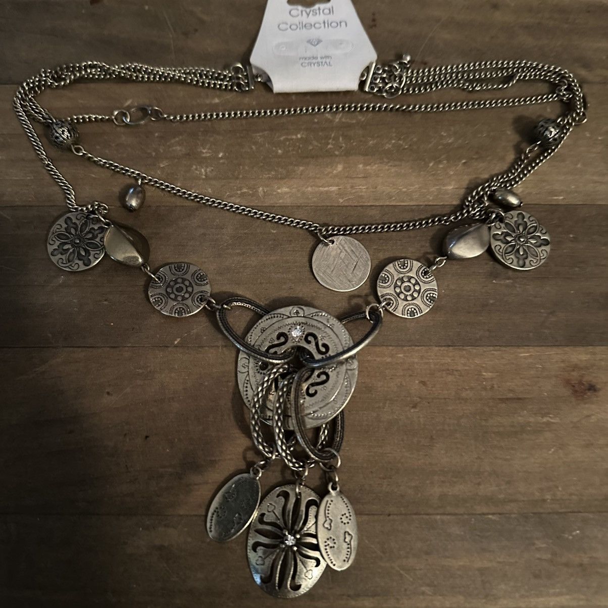 Other Multi strand layered disc charm necklace with crystal accent Size ONE SIZE - 3 Thumbnail