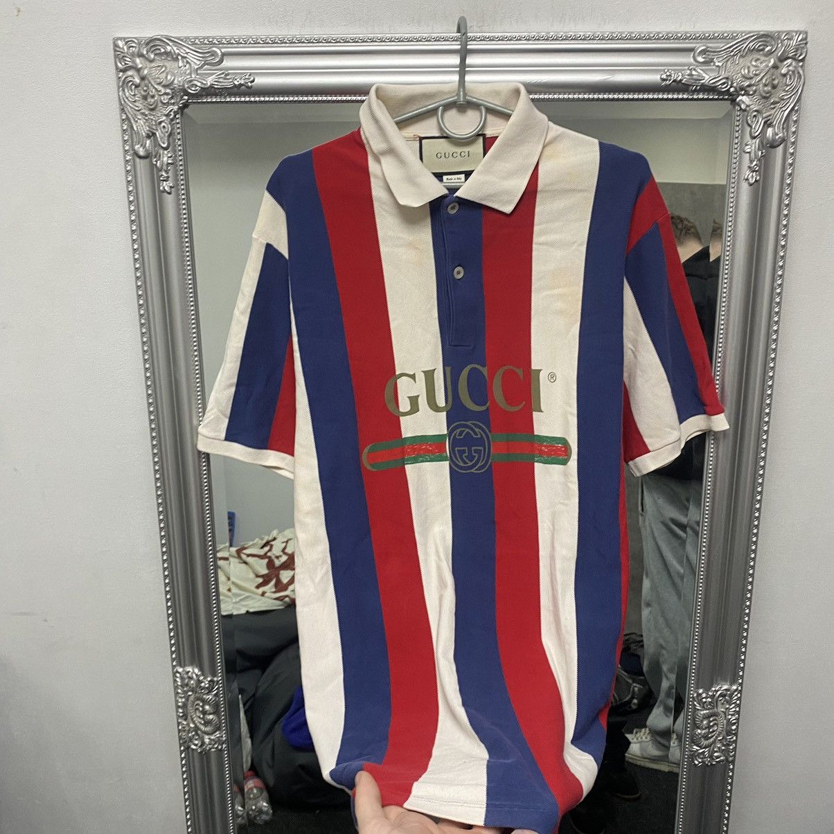 Gucci Vintage Gucci Polo Shirt Big Logo Tee Striped Size US L / EU 52-54 / 3 - 3 Thumbnail