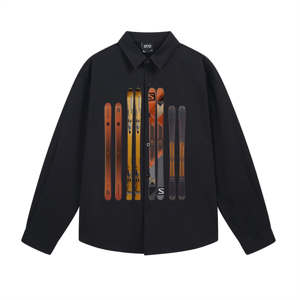 Vintage Men's trendy street loose casual printed long-sleeved shirt Size US M / EU 48-50 / 2 - 1 Thumbnail