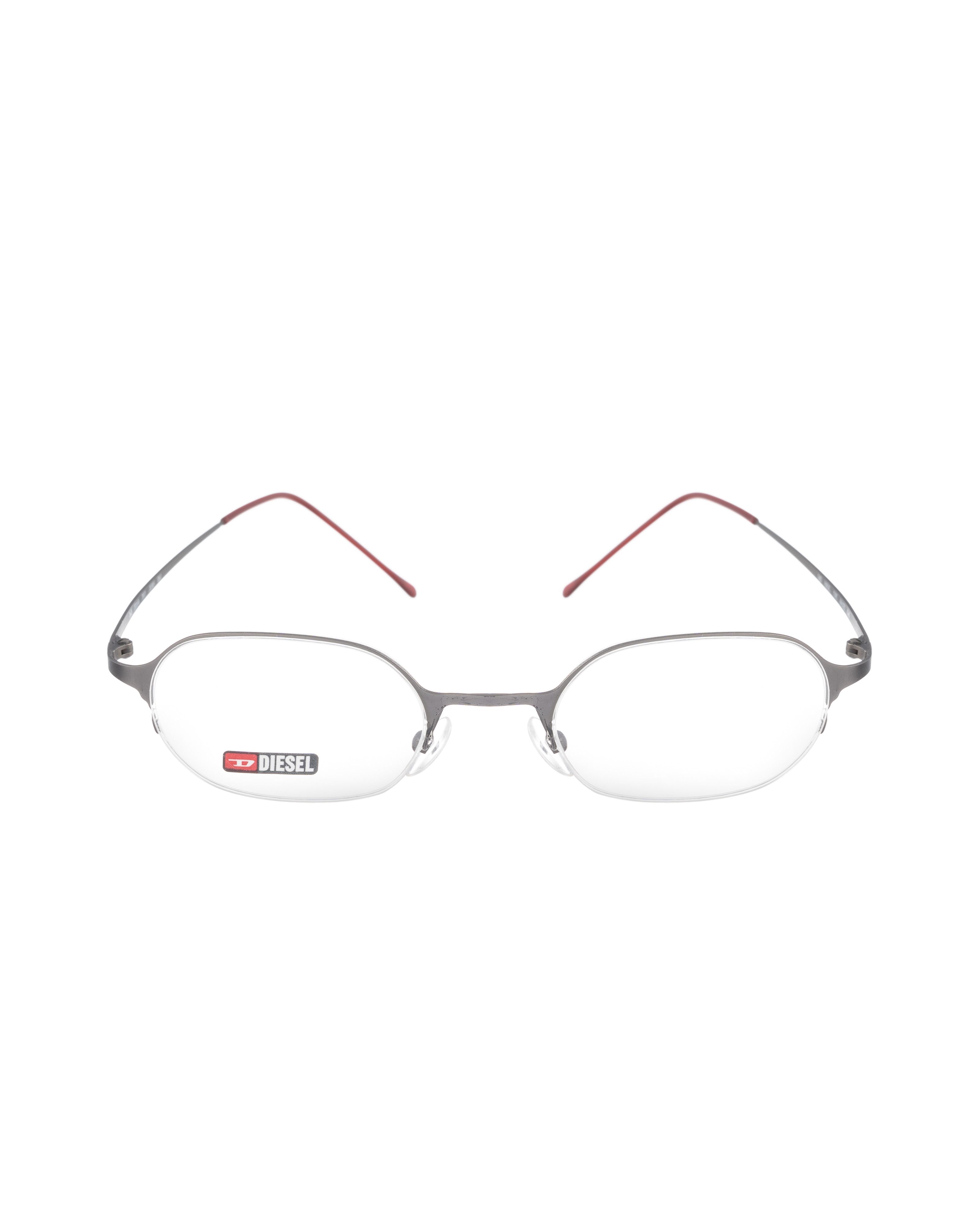Diesel 90s Half Rim Oval Silver Metallic & Red Glasses
