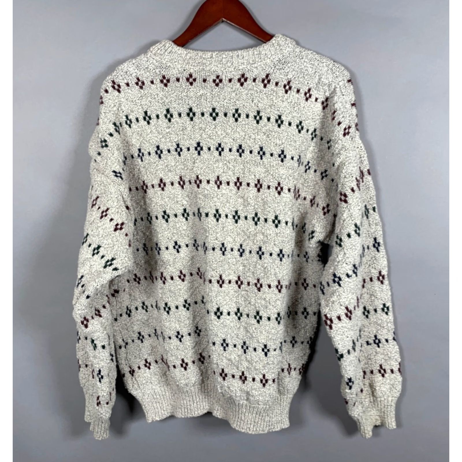 Vintage VINTAGE Fieldmaster Chunky-Knit Geometric Pattern Sweater Adult Large Light Gray Cotton 90s Mens Size US L / EU 52-54 / 3 - 3 Thumbnail