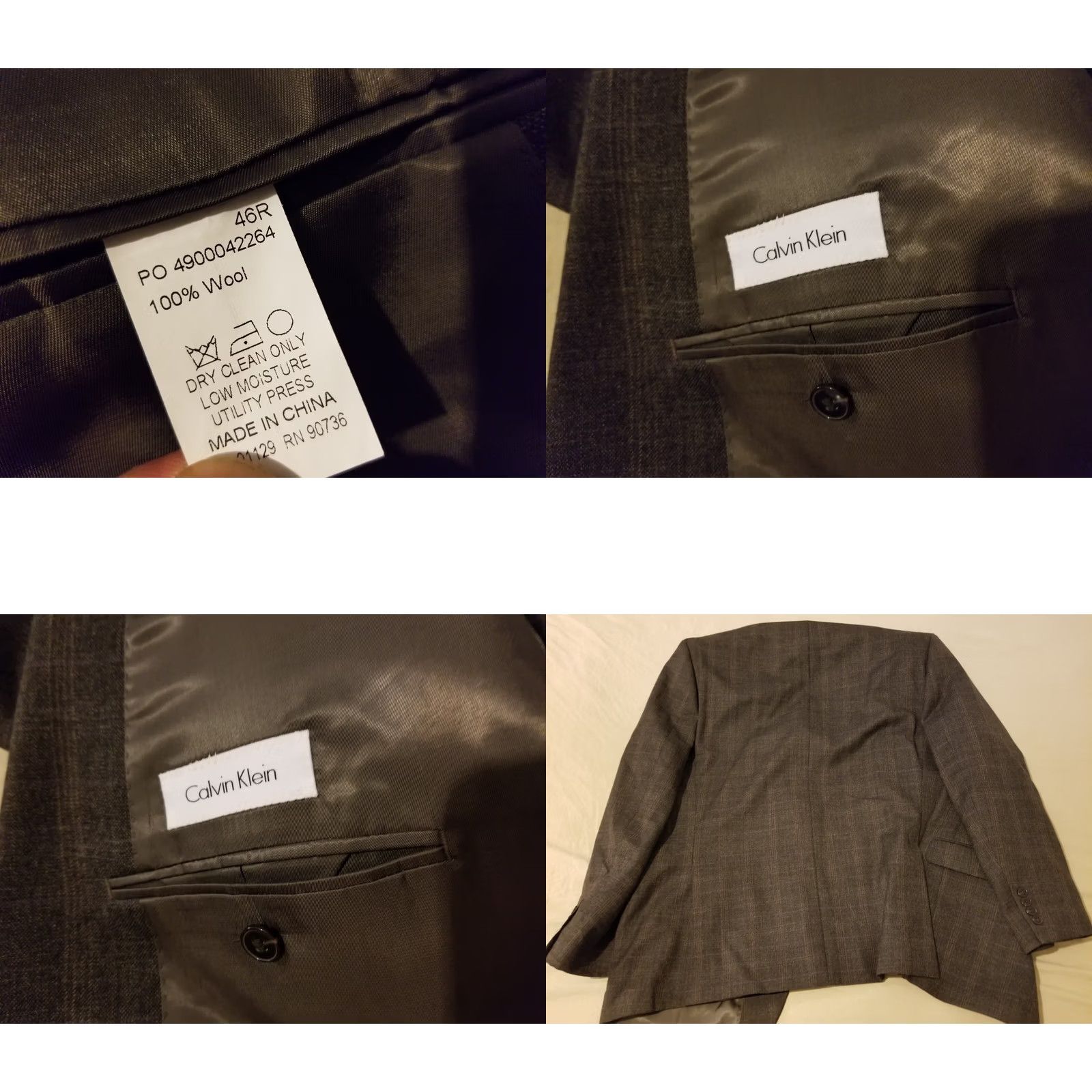 Calvin Klein Mens Calvin Klein Wool Sports Jacket Blazer Gray 46R Size 46R - 8 Thumbnail