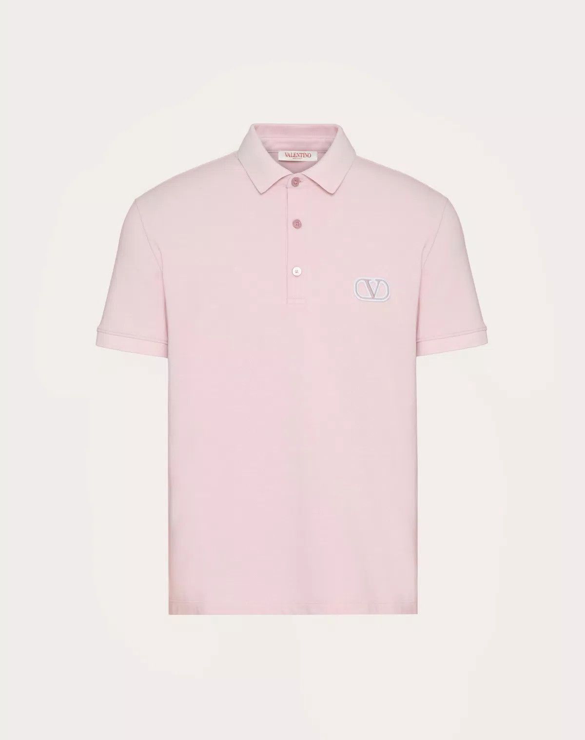 Valentino oc11z0725 Cotton Pique Polo Shirt in Grey/Rose Size US M / EU 48-50 / 2 - 1 Thumbnail