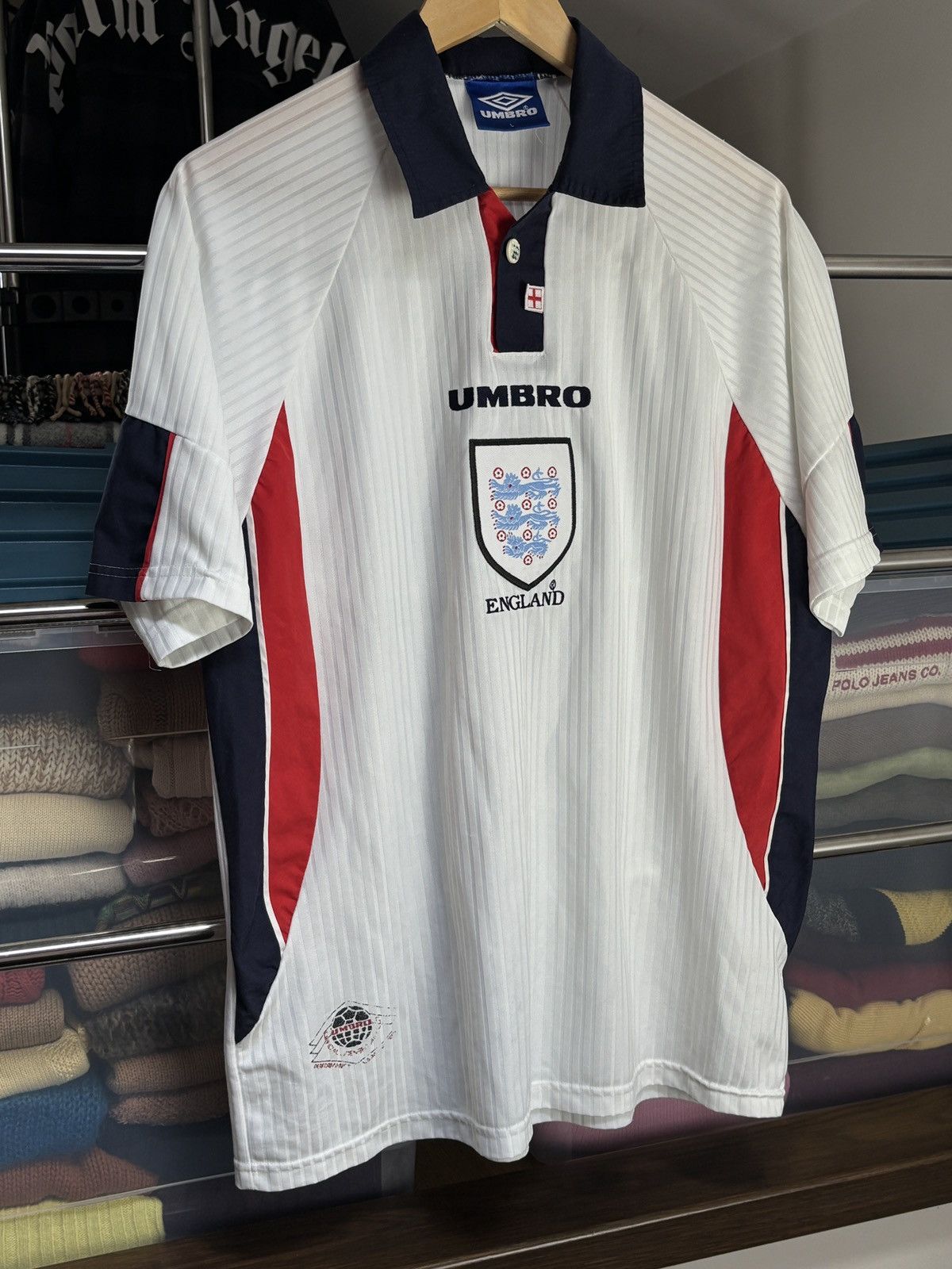 Umbro Vintage Umbro England 1998 World Cup Soccer Football Jersey Size US L / EU 52-54 / 3 - 2 Thumbnail