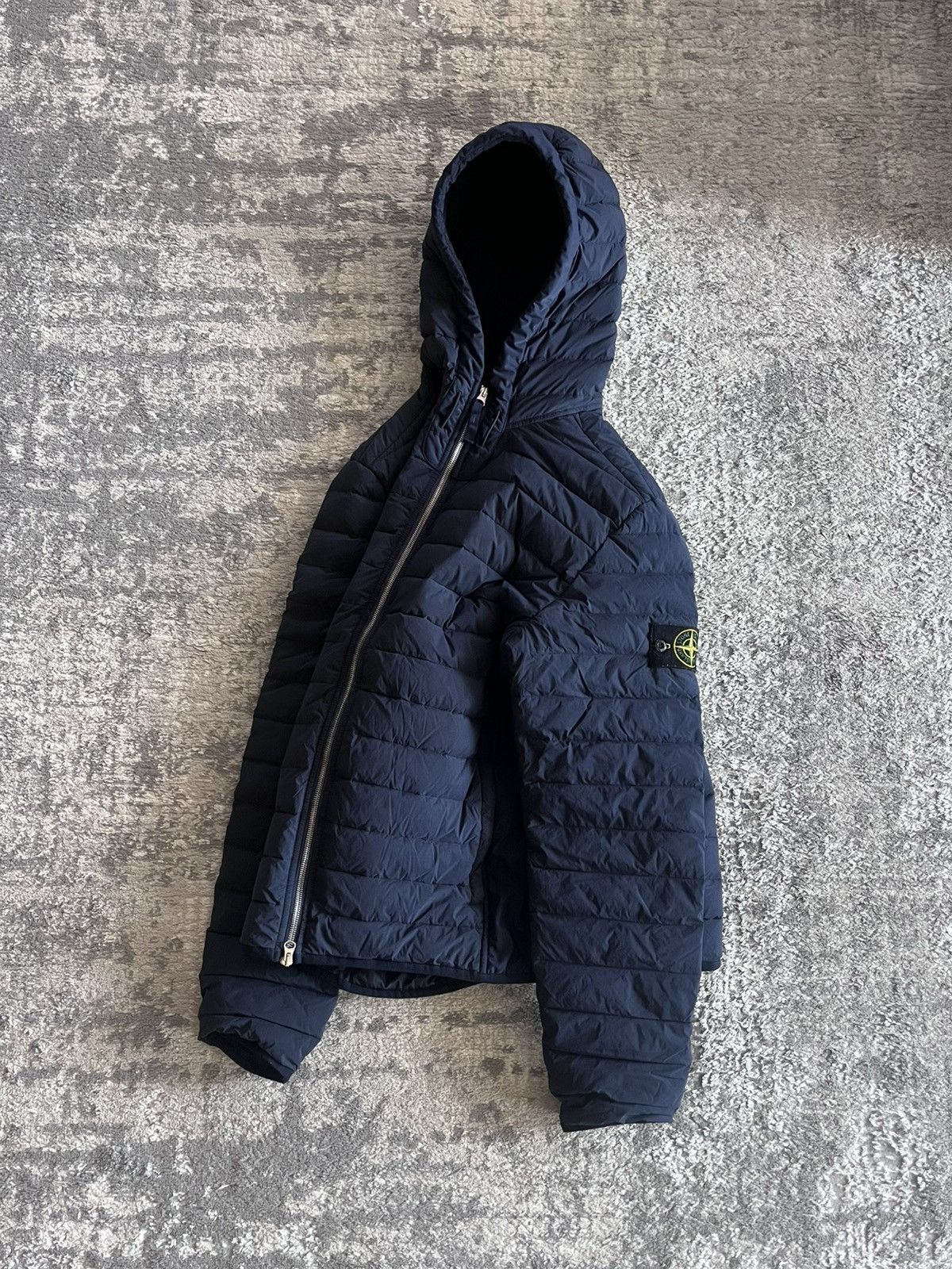 Stone Island Loom Woven dark blue puffer jacket