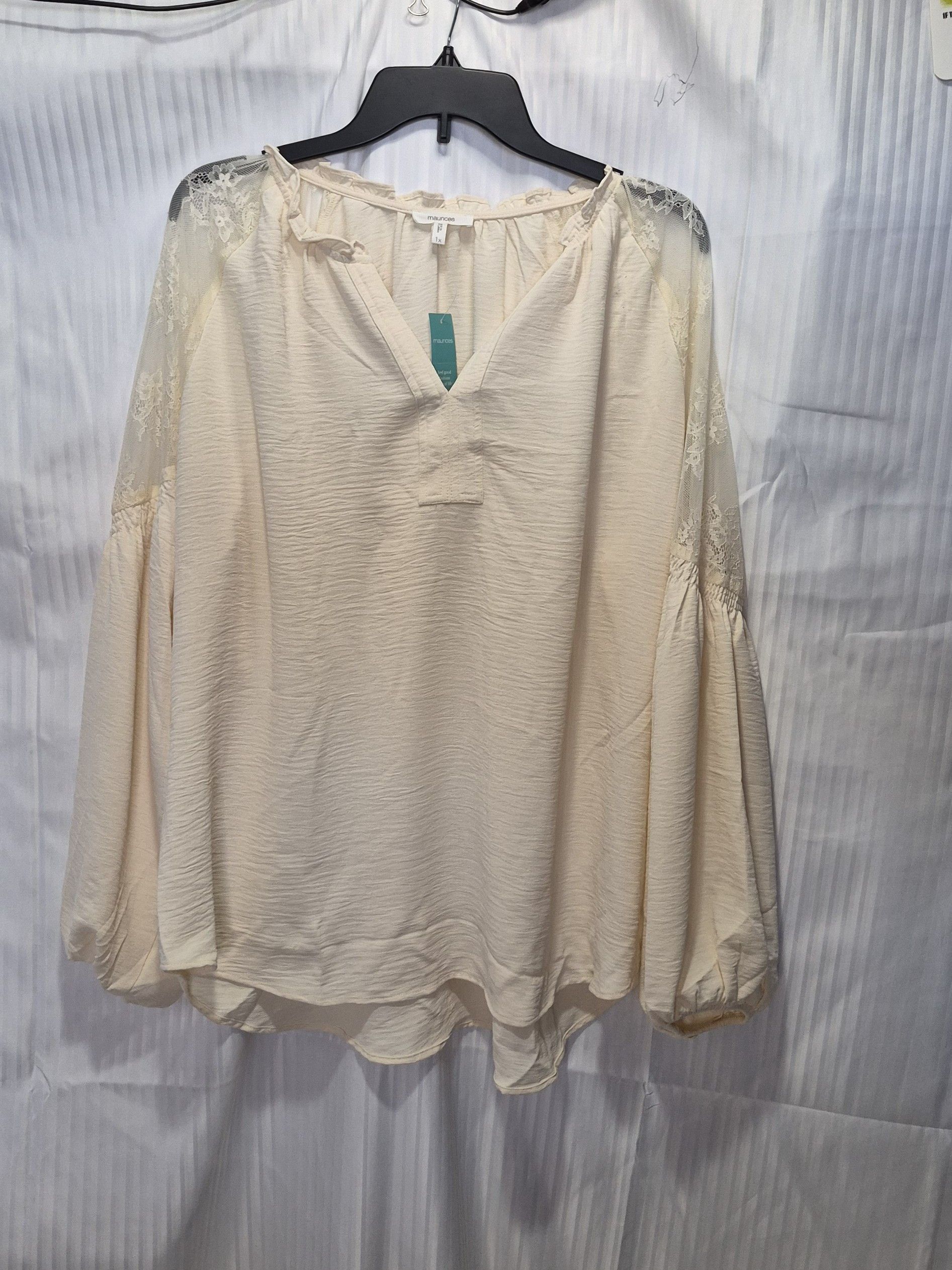 Other Maurices 1X Cream Lace-Shoulder Boho Top NWT Size XL / US 12-14 / IT 48-50 - 2 Thumbnail