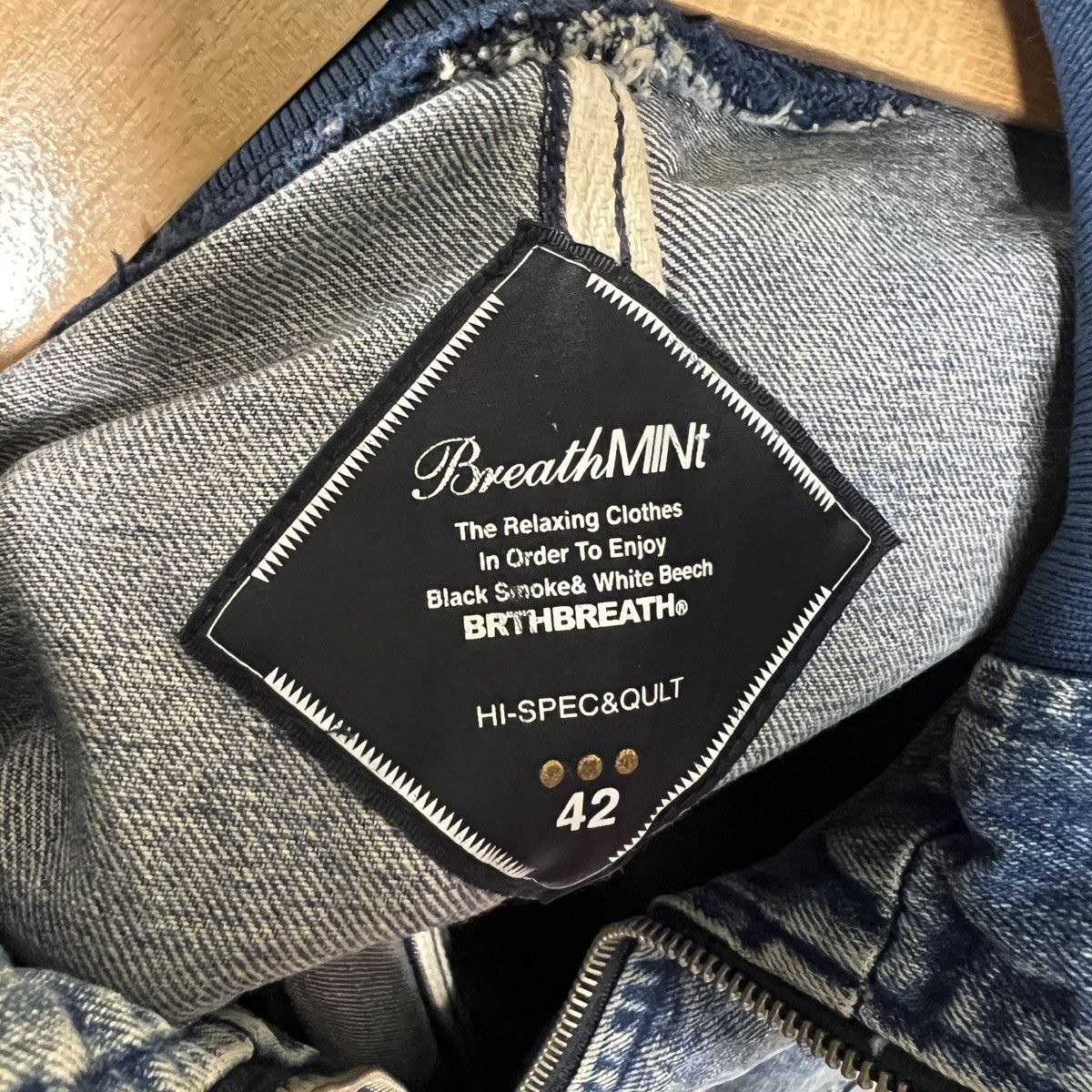 Japanese Brand 🔥 BREATH MINT NUMBER NINE DYED DENIM BOMBER JACKET Size US M / EU 48-50 / 2 - 9 Thumbnail