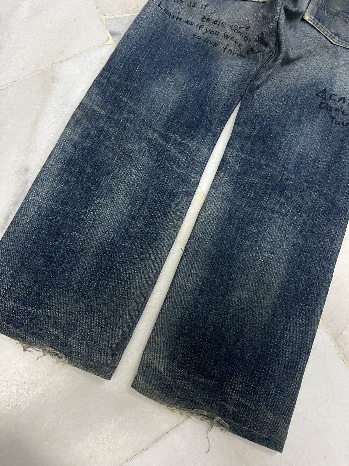 Edwin × If Six Was Nine 💥Baggy💥Vintage Edwin 505 Distressed Selvedge Jean Size US 32 / EU 48 - 10 Thumbnail