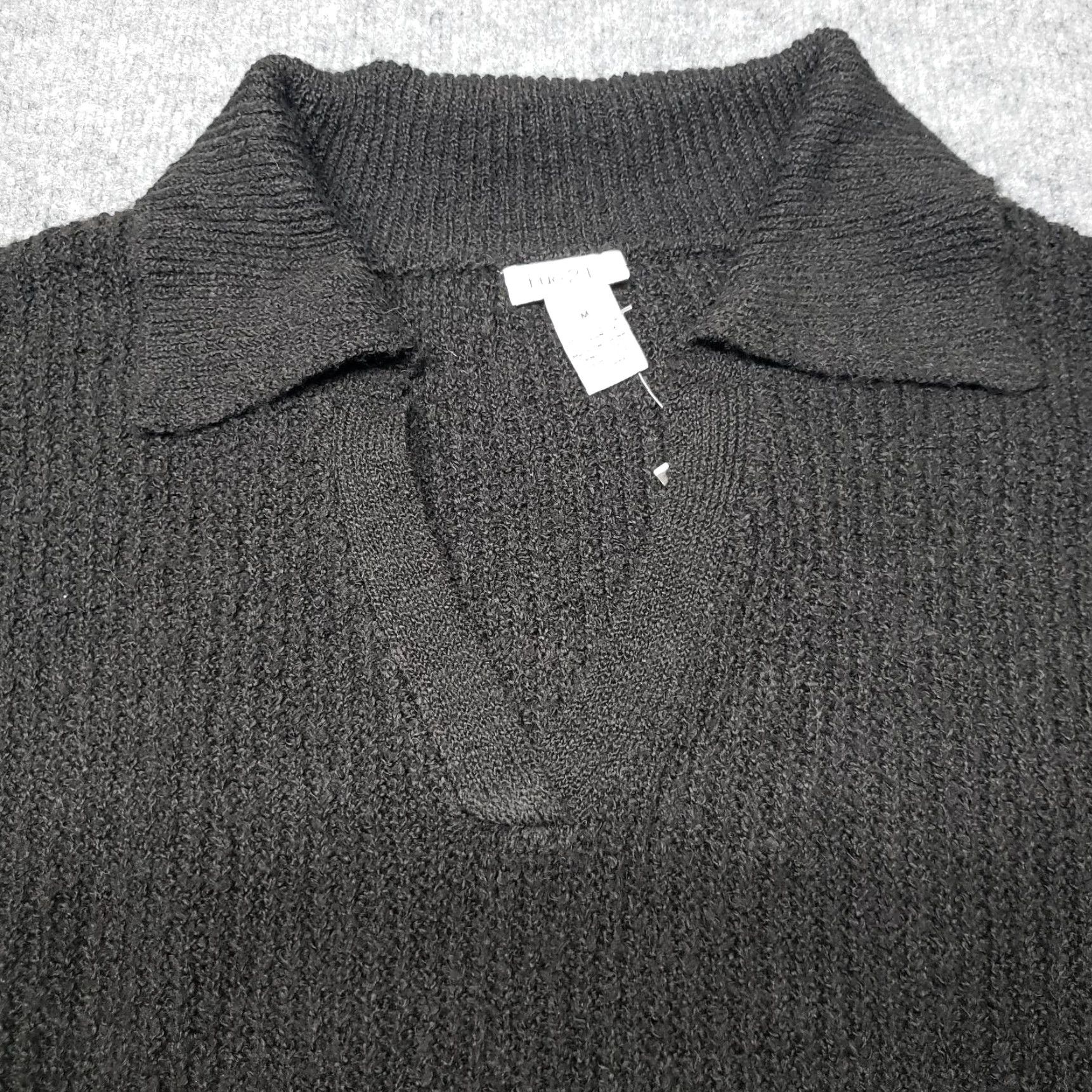 Vintage **Women's M Black Long Sleeve Collar Ribbed Knit Pullover New** User: **Black Women's M Long Sleeve Collar Ribbed Knit Pullover New** Size M / US 6-8 / IT 42-44 - 2 Thumbnail