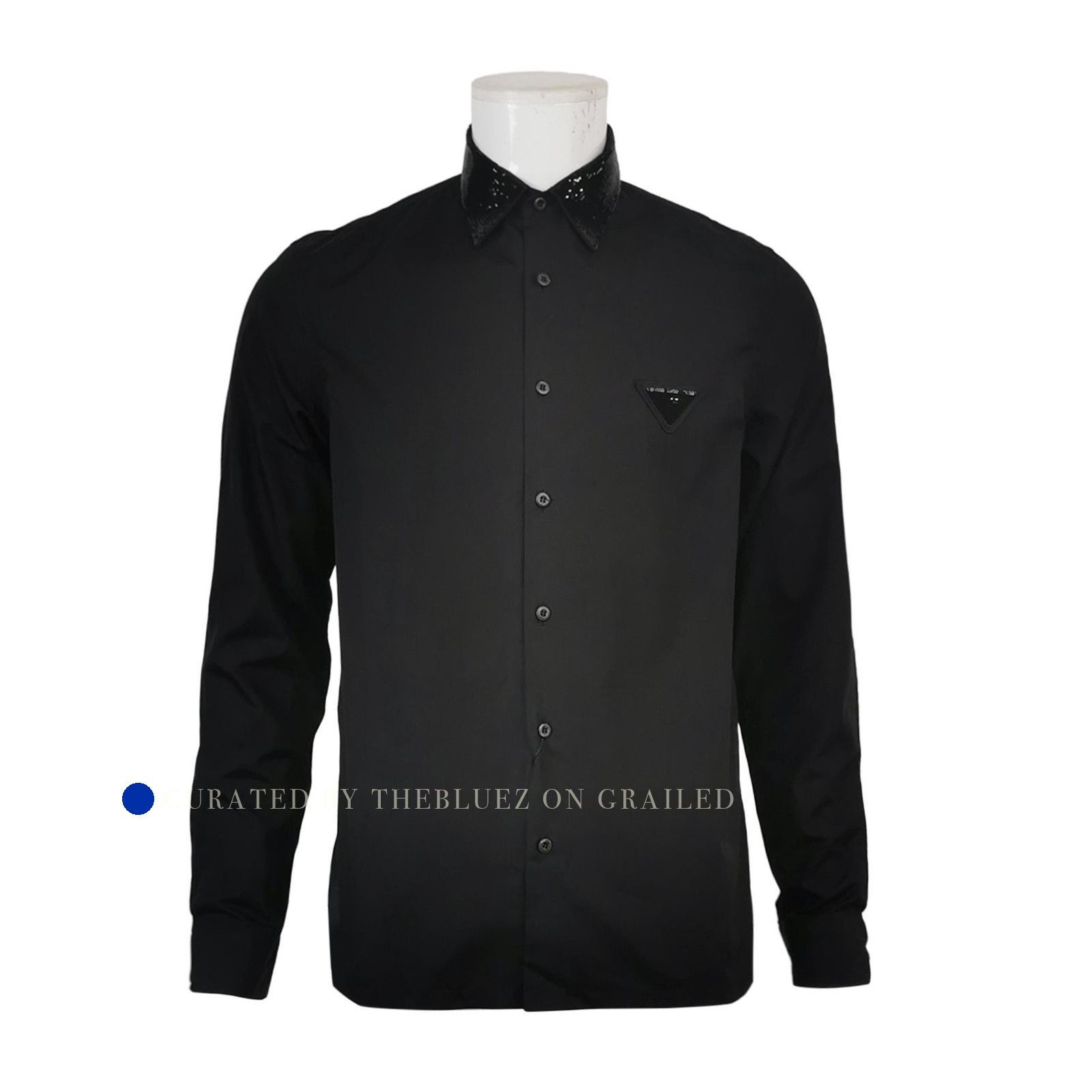 Prada Black Sequined Collar Shirt in Size M Size US M / EU 48-50 / 2 - 1 Thumbnail