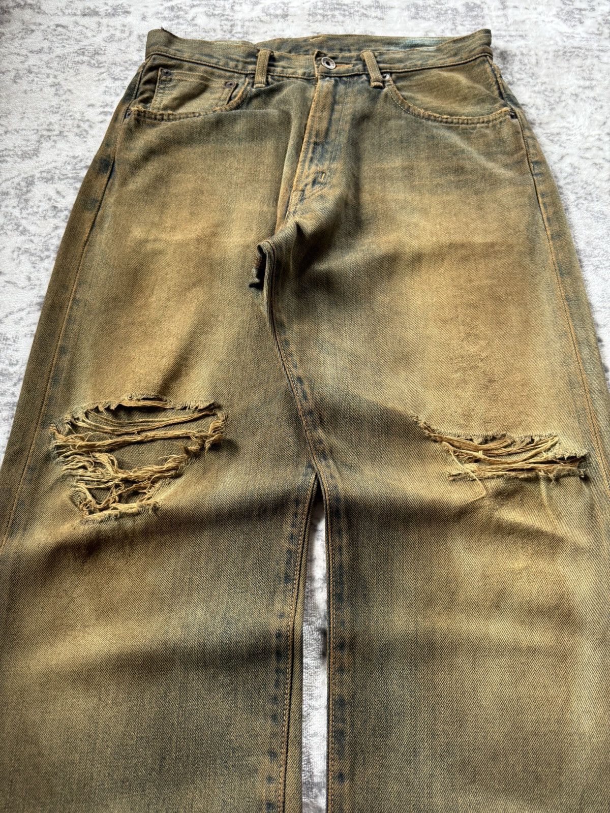 Edwin Edwin 505 OG Type 1 Mud Wash Distressed Selvedge Baggy Jeans Size US 29 - 5 Thumbnail