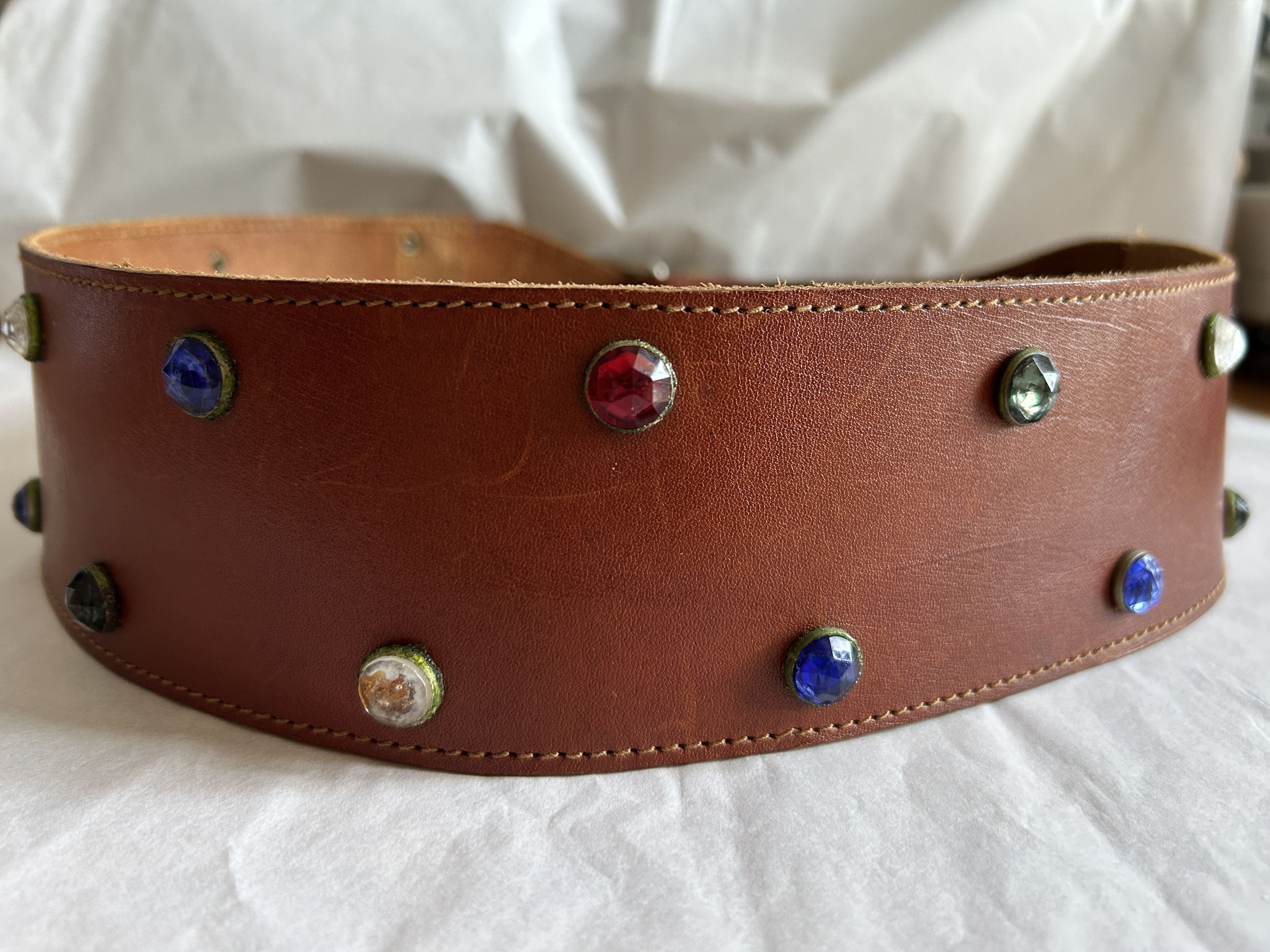 Vintage Vintage 90s Brown Leather Wide Waist Belt Size ONE SIZE - 9 Thumbnail