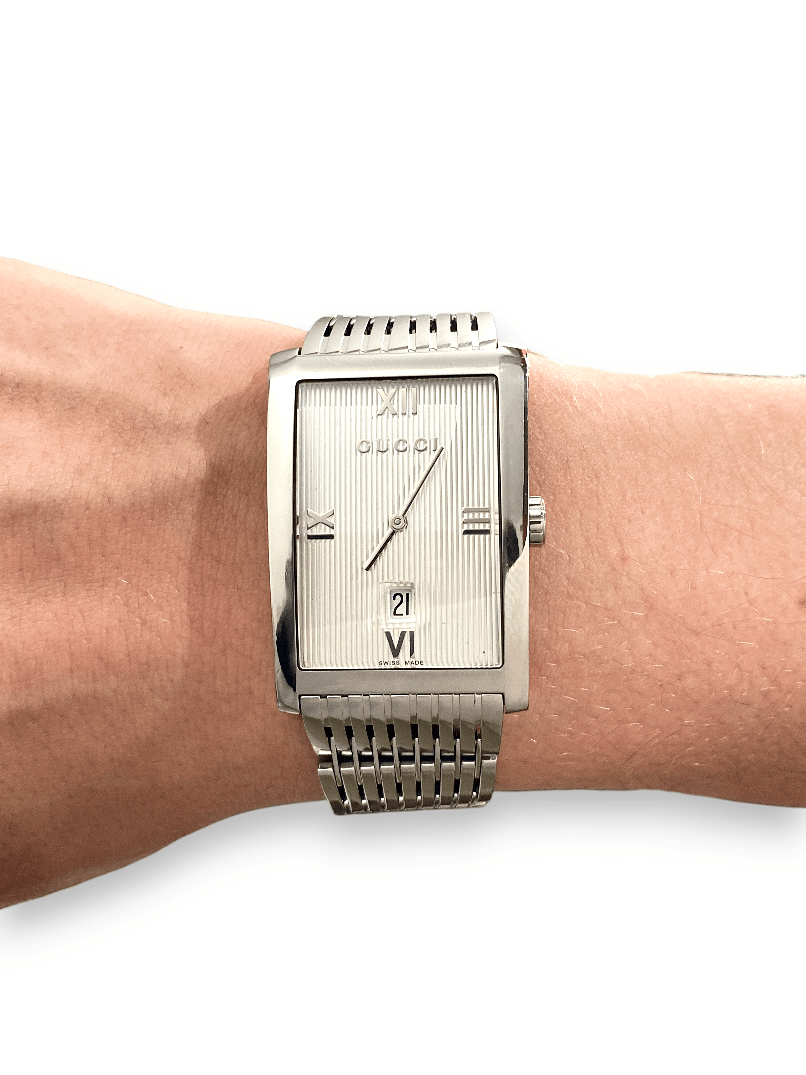 Gucci Gucci Logo Rectangular Steel Bracelet Roman Quartz Watch Size ONE SIZE - 9 Thumbnail