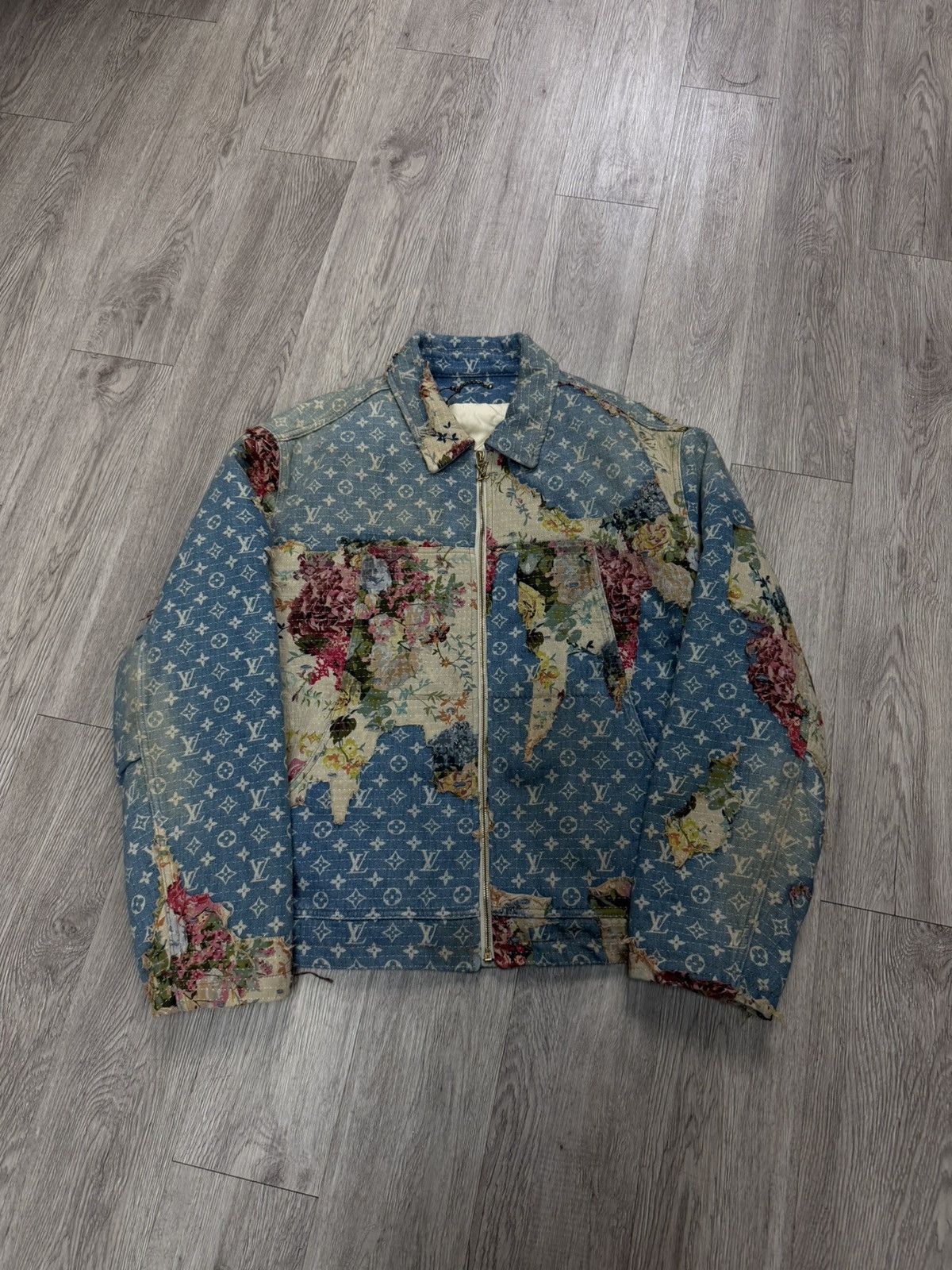 Louis Vuitton Louis Vuitton Light Wash Denim Floral Destroyed (56) Jacket Size US XXL / EU 58 / 5 - 1 Thumbnail