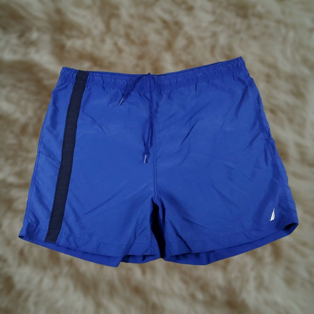 Nautica VINTAGE Nautica Mens Large Blue Beach Surf Board Swim Trunks Size US 33 - 1 Thumbnail