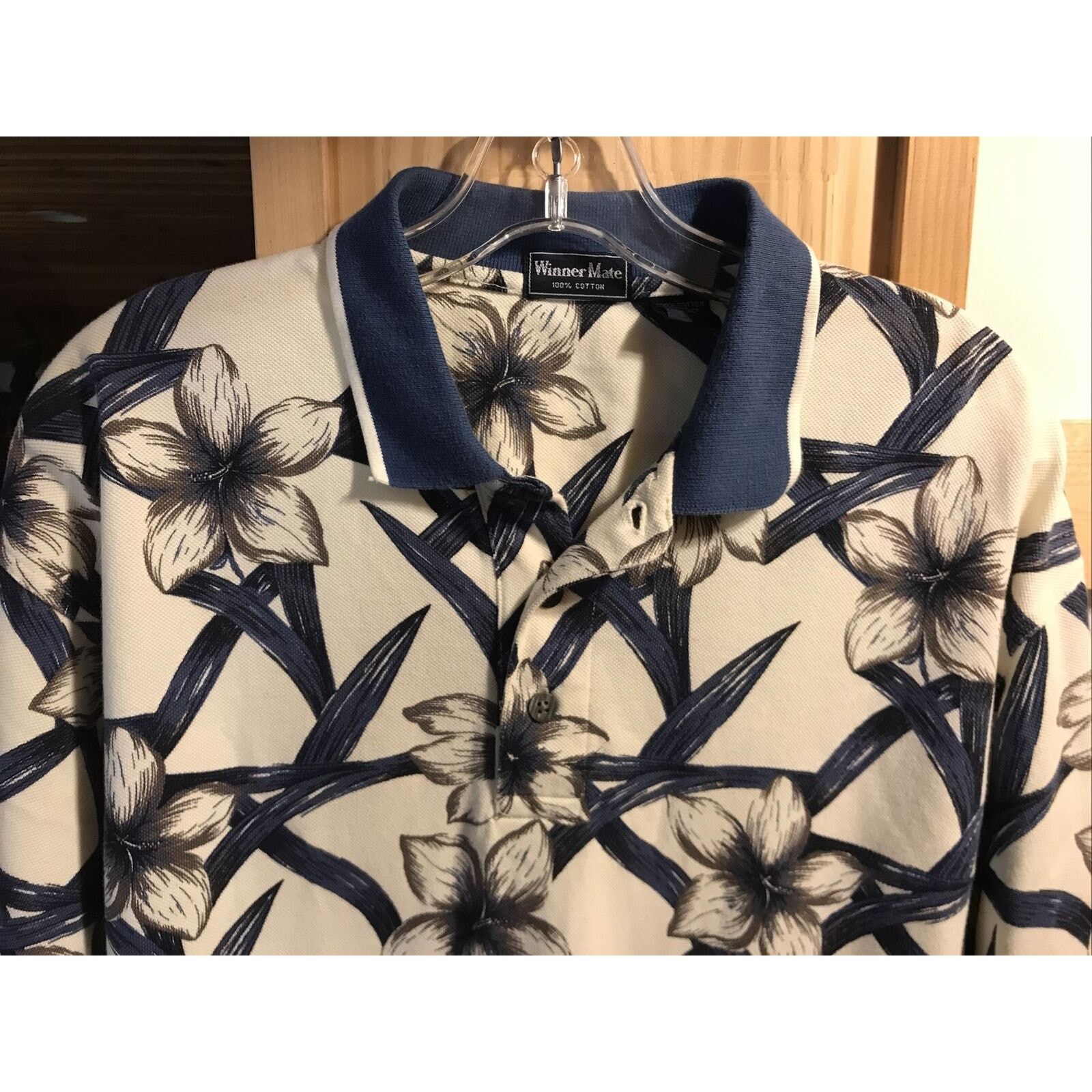 Other Winner Mate Vintage Men’s M Beige Blue SS Cotton Polo Shirt Size US M / EU 48-50 / 2 - 8 Thumbnail