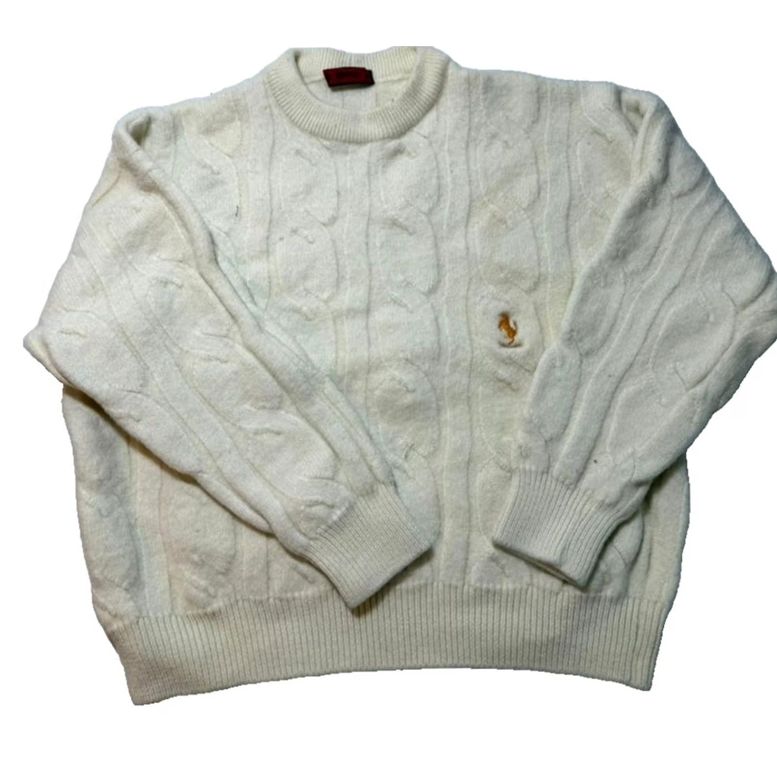 Ferrari Ferrari Cable Knit Sweater White Wool Logo Embroidered Unisex | M Size M / US 6-8 / IT 42-44 - 2 Thumbnail