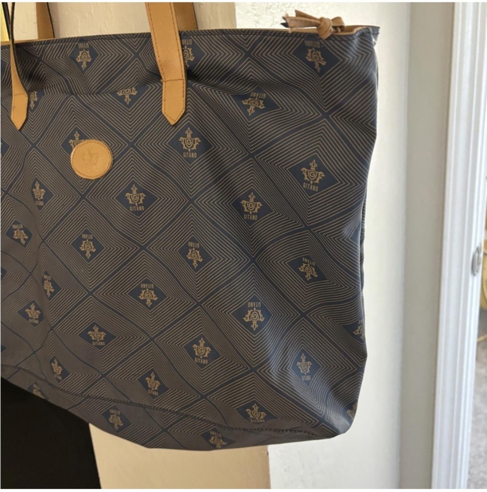 Other Vintage Gitano Elegant Blue and Tan Tote Bag Size ONE SIZE - 4 Thumbnail