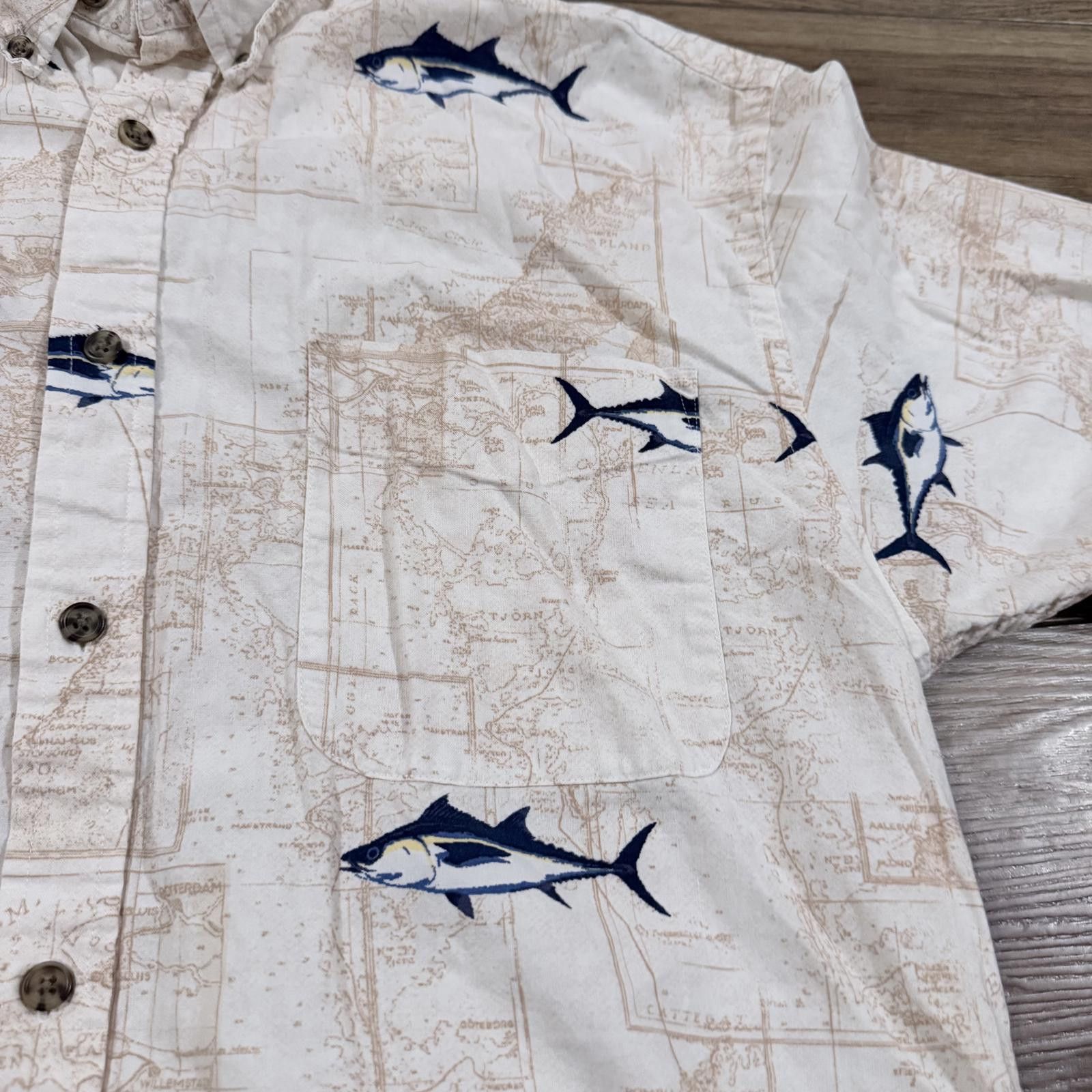 Puritan Vintage 90s Puritan Art Fish Map Button Up All Over Print Size US M / EU 48-50 / 2 - 3 Thumbnail