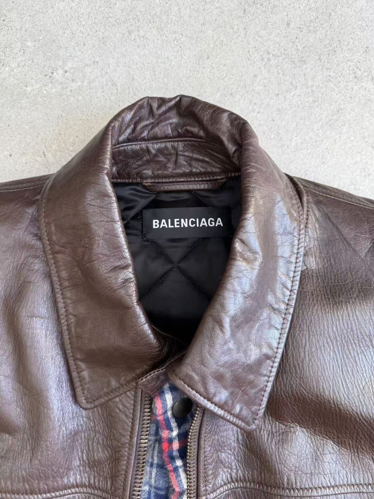 Balenciaga Sz 46 Balenciaga 18AW oversized leather double layers jack Size US S / EU 44-46 / 1 - 6 Thumbnail