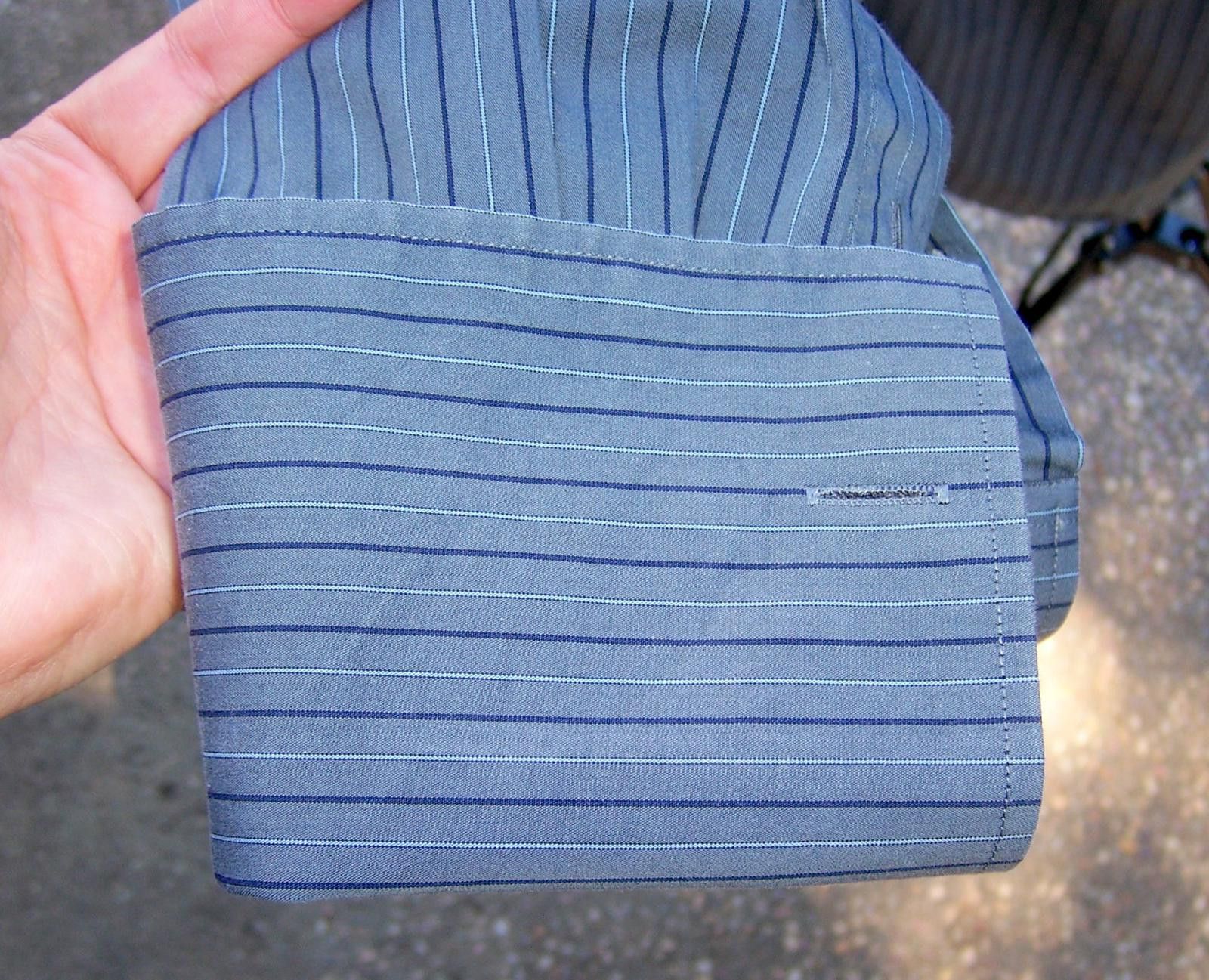Banana Republic Banana Republic Grey/Blue Striped Dress Shirt-French Cuffs L Size US L / EU 52-54 / 3 - 4 Thumbnail
